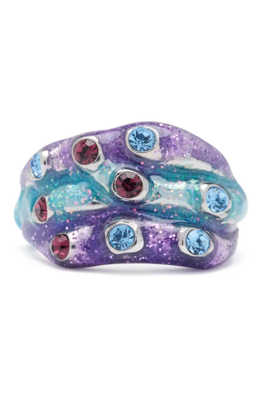 PERIWINKLE GLITTER STACKED RING sold by Collina Strada
