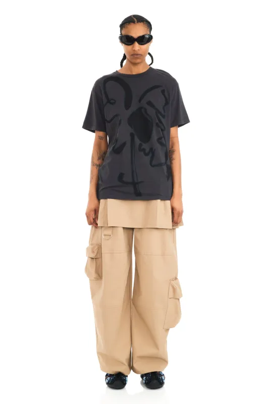 CHARCOAL FLOWER PAINTED TEE sold by Collina Strada