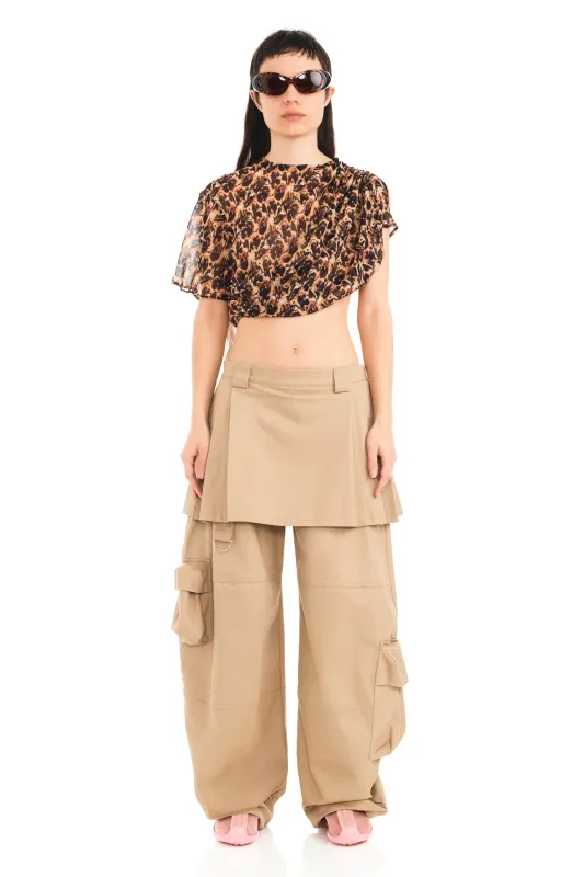 LEOPARD PEONY EVA DRAPED TOP sold by Collina Strada