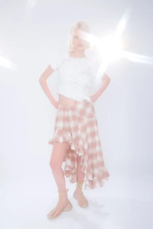 PEACH PLAID FLORIST SKIRT sold by Collina Strada