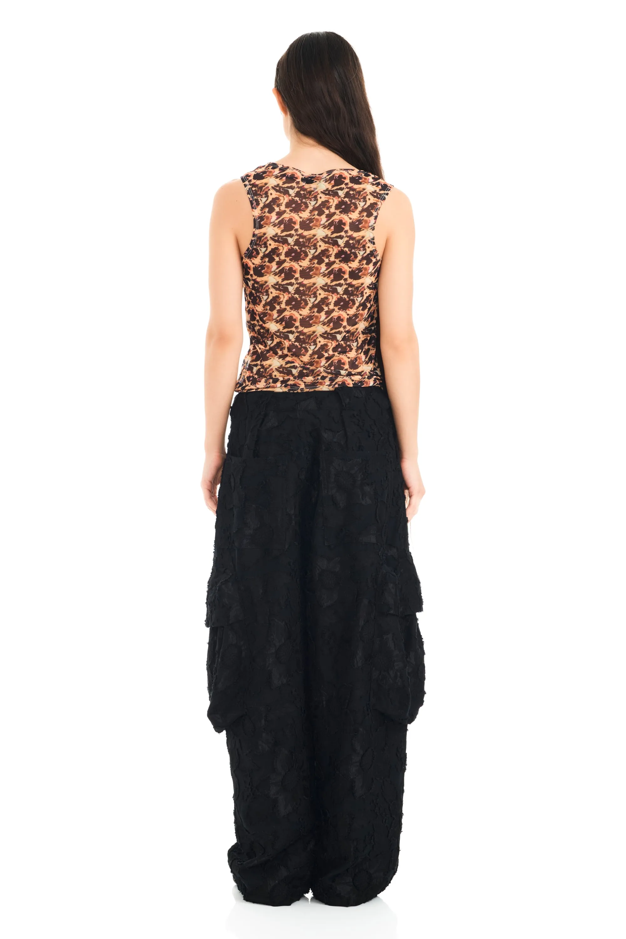 BLACK JACQUARD PLEATED CARGO PANT sold by Collina Strada product image thumbnail 5