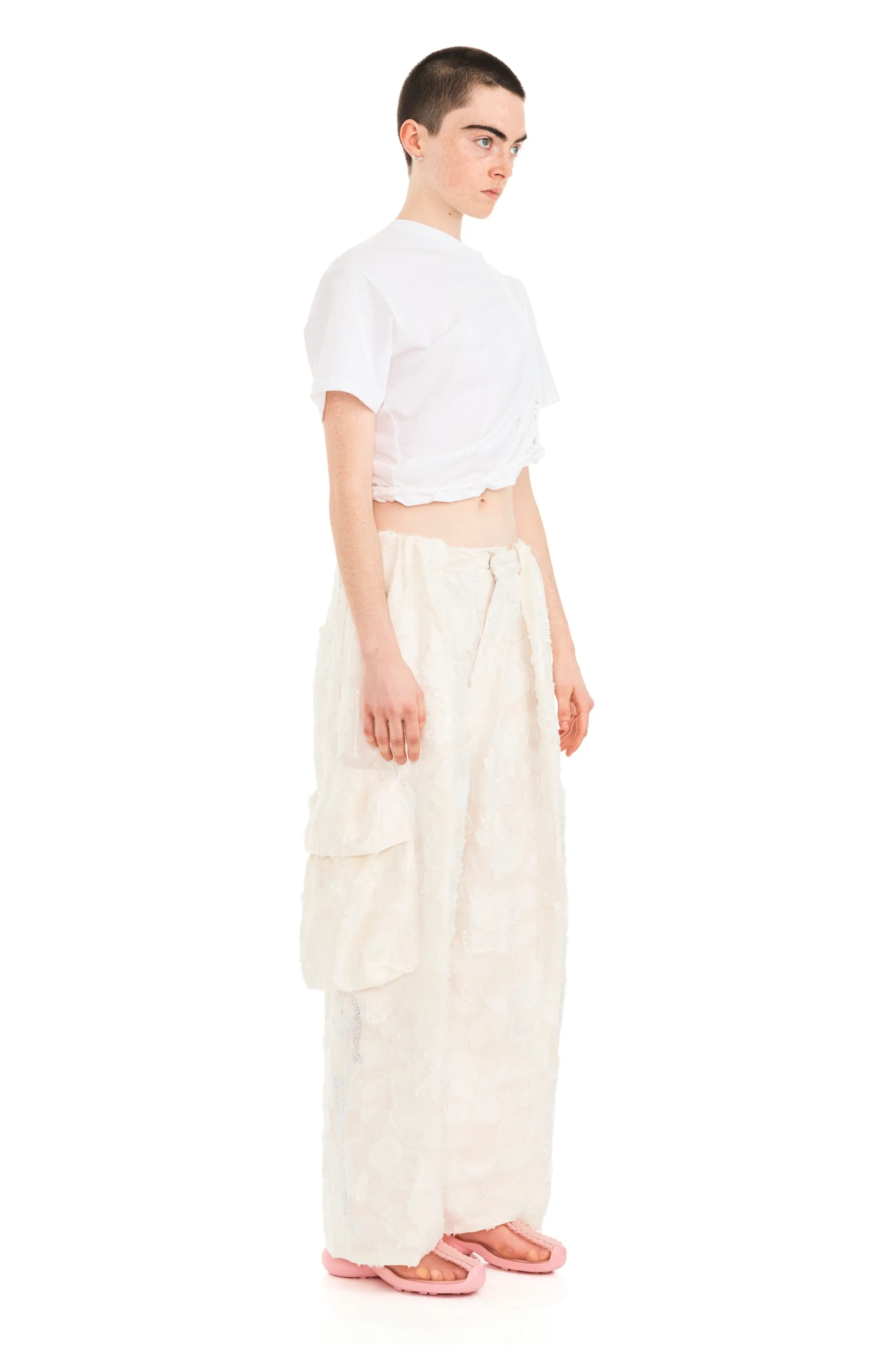WHITE WINGS RHINESTONE PLEATED CARGO PANT sold by Collina Strada product image thumbnail 3