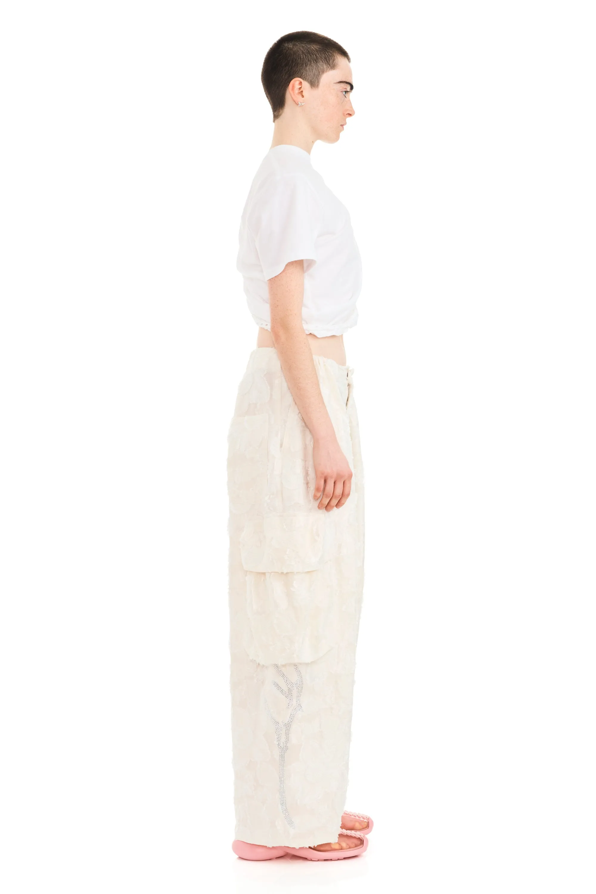 WHITE WINGS RHINESTONE PLEATED CARGO PANT sold by Collina Strada product image thumbnail 4