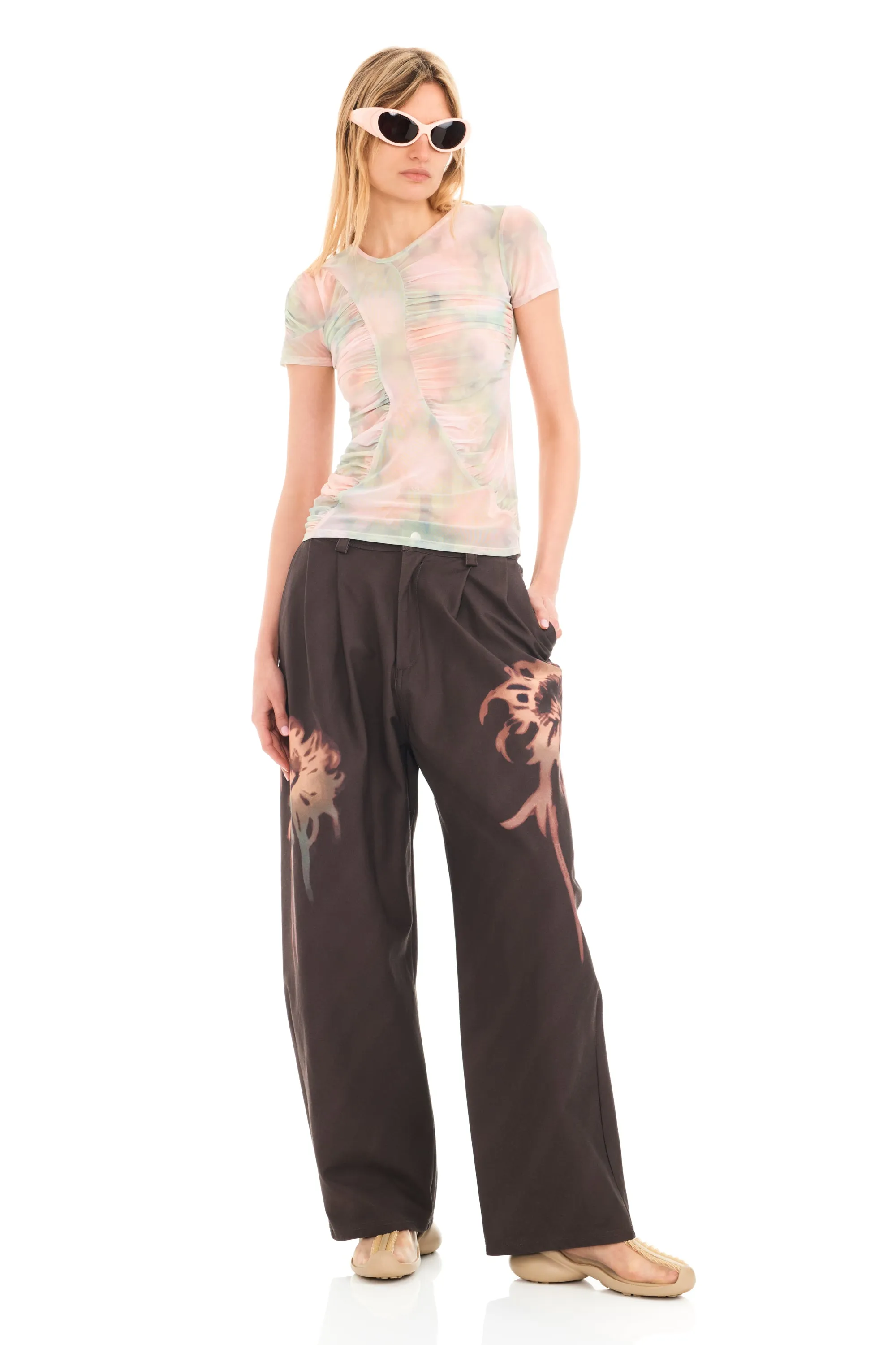 WASHED DAISY PLAID SERPENTINE S/S TOP sold by Collina Strada product image thumbnail 5