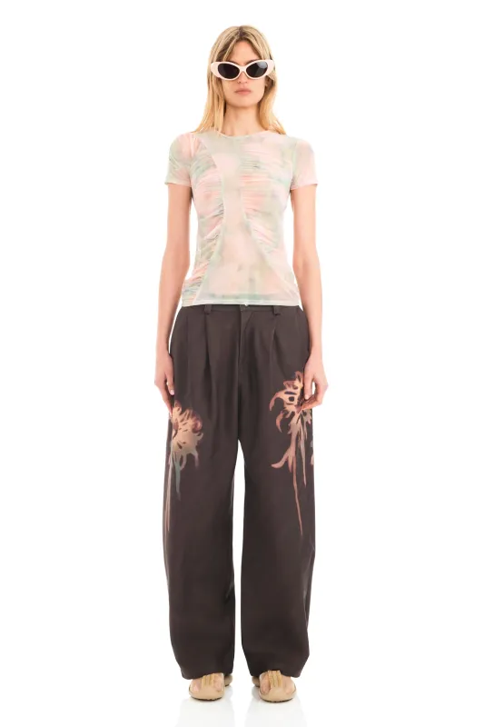 WASHED DAISY PLAID SERPENTINE S/S TOP sold by Collina Strada