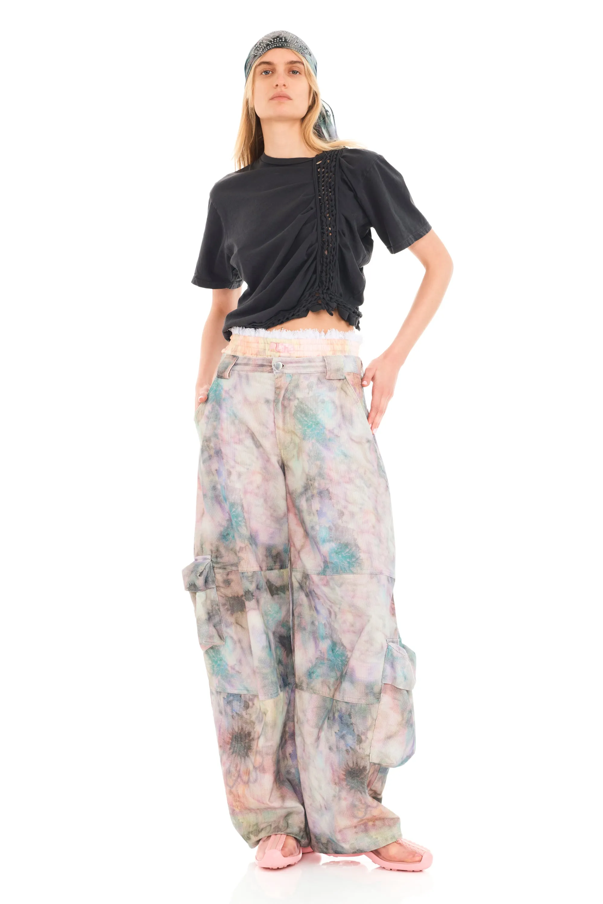 STAINED FLORAL LAWN CARGO PANT sold by Collina Strada