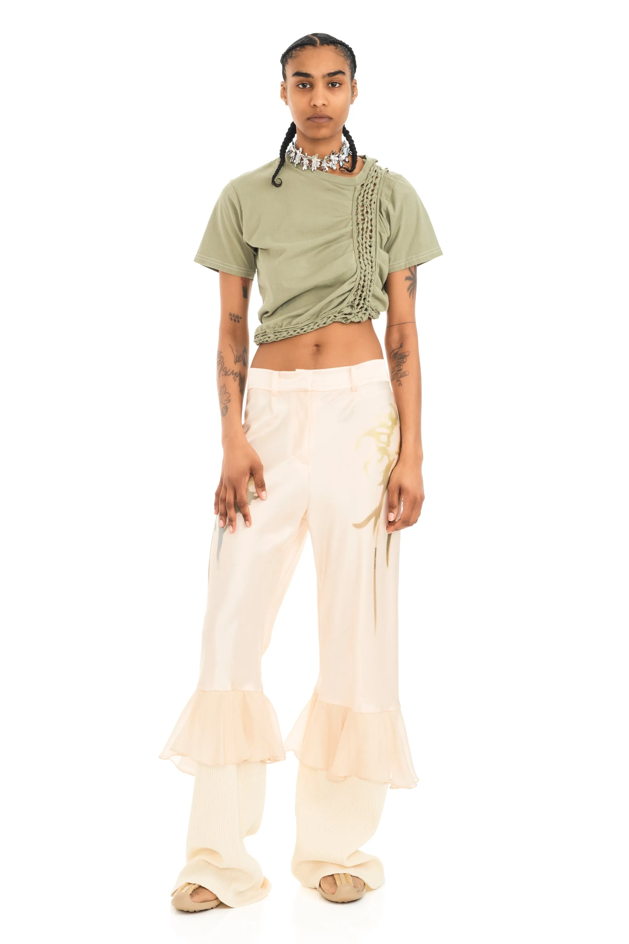 BUTTER FADED FLOWER GERANIUM TROUSER sold by Collina Strada