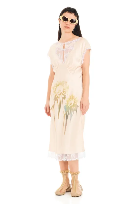 BUTTER FADED FLOWER WATERLILY MIDI DRESS sold by Collina Strada