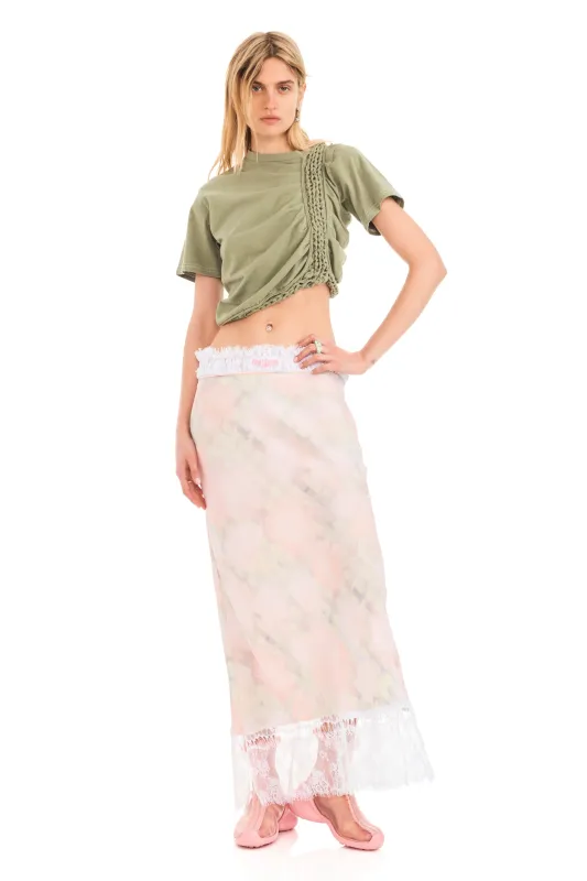 WASHED DAISY PLAID LACE YOD SKIRT made by Collina Strada