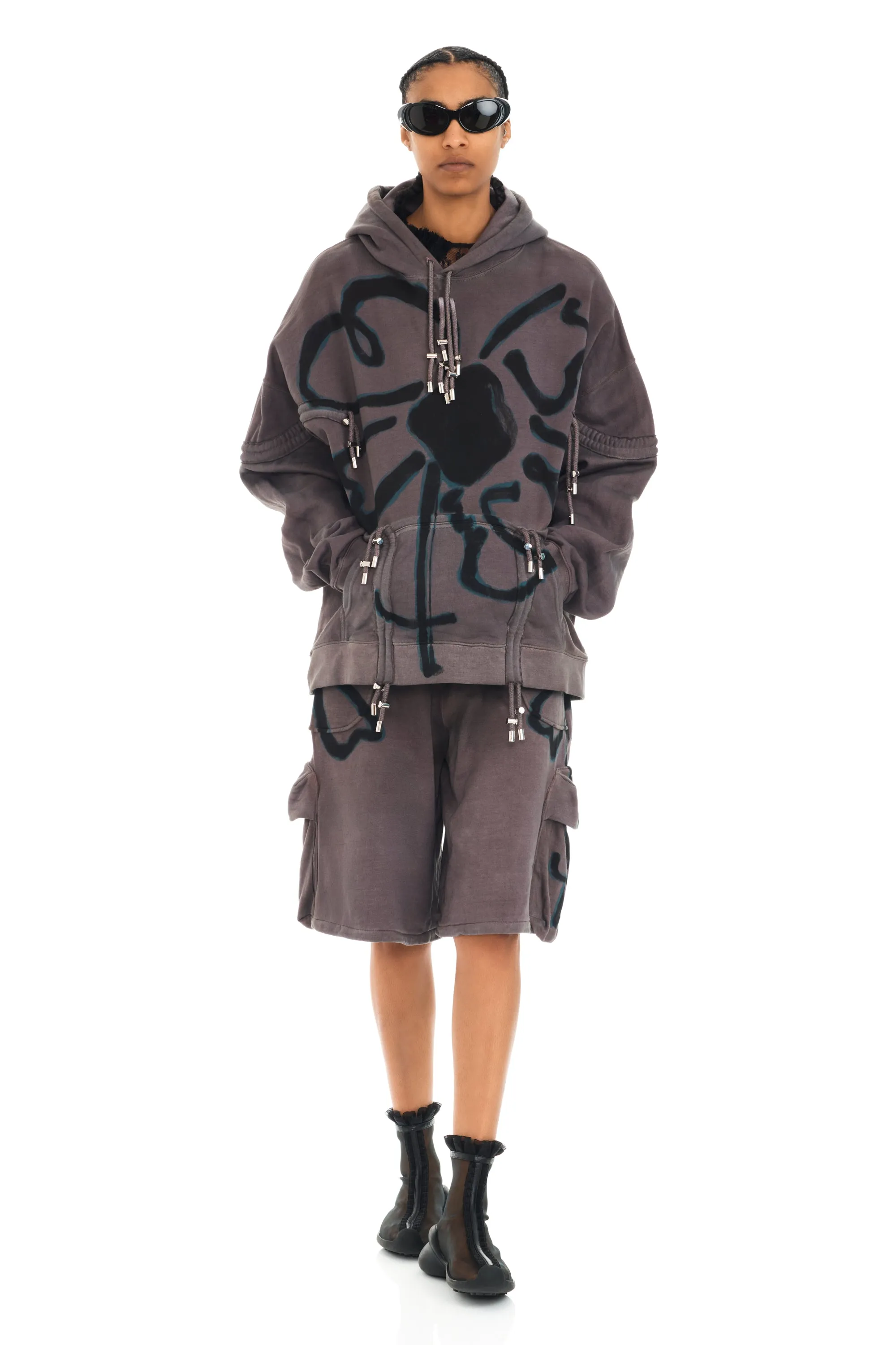 CHARCOAL FLOWER CARGO SWEATSHORTS sold by Collina Strada product image thumbnail 2