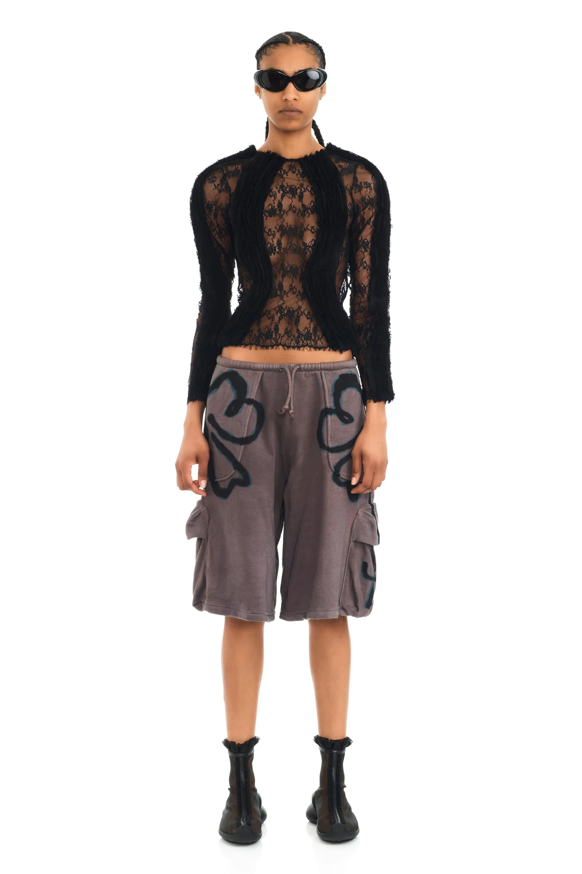 CHARCOAL FLOWER CARGO SWEATSHORTS sold by Collina Strada product image thumbnail 3