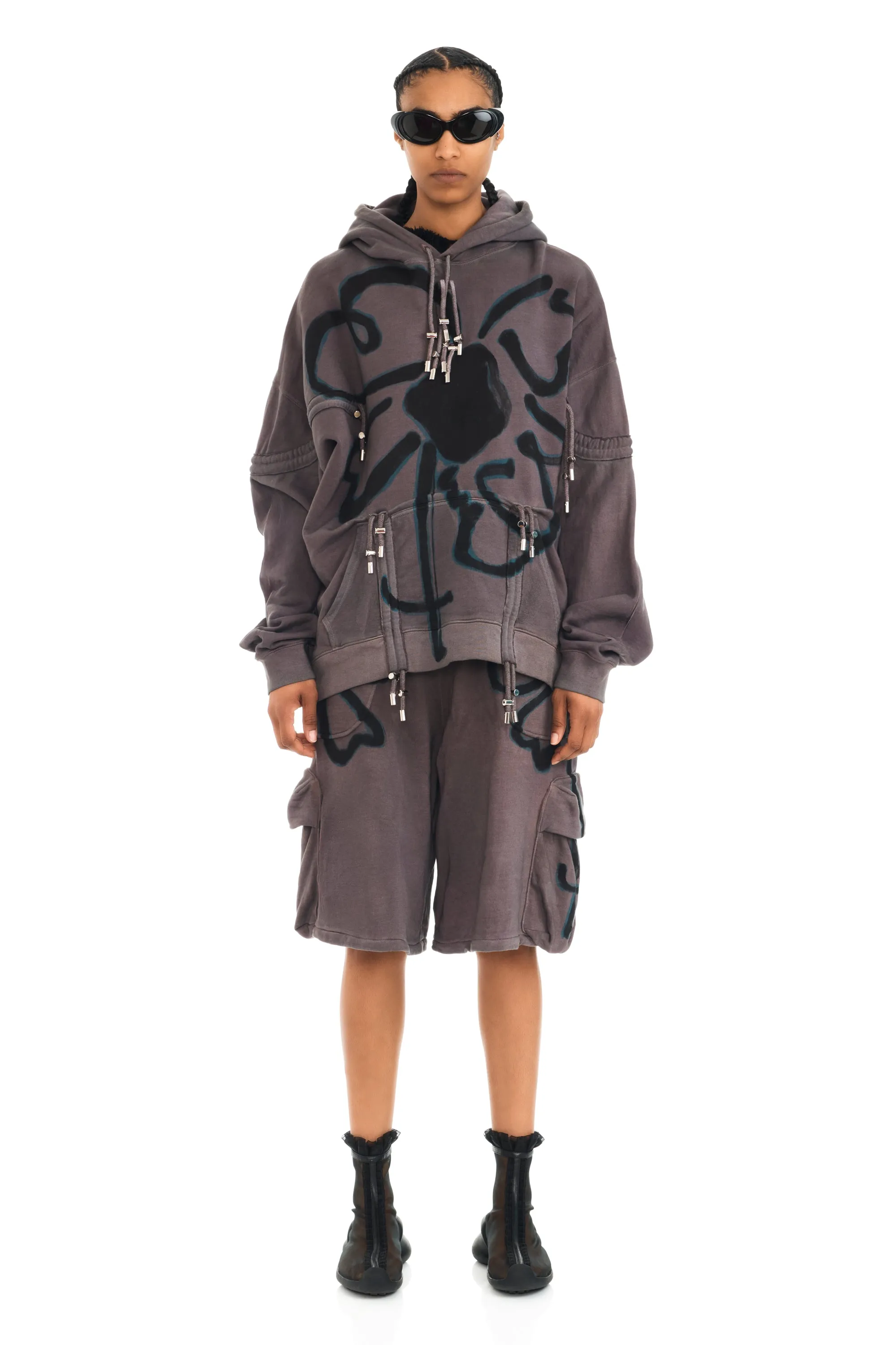 CHARCOAL FLOWER BURST HOODIE sold by Collina Strada