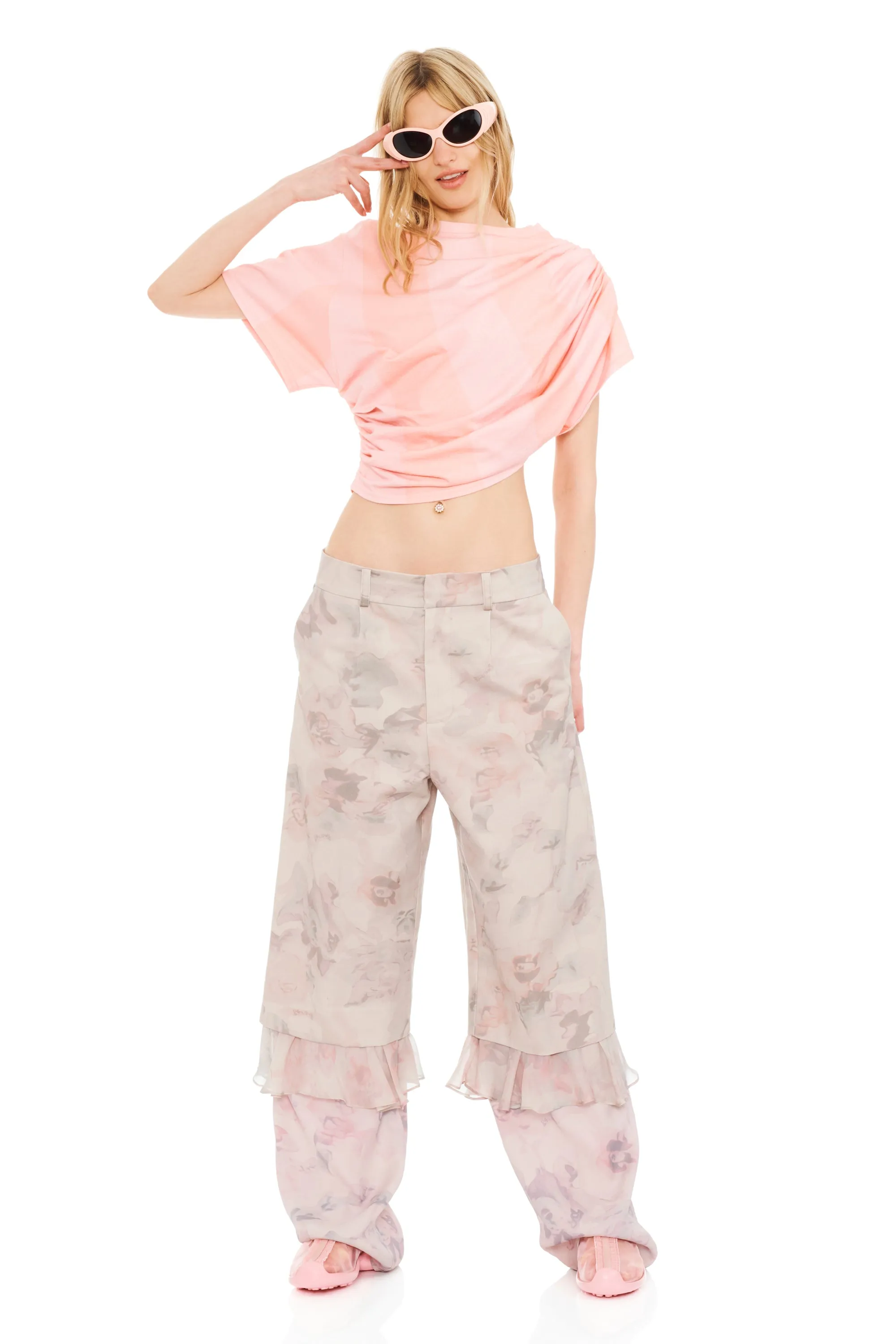 MELON STRIPE EVA DRAPED TEE sold by Collina Strada product image thumbnail 5