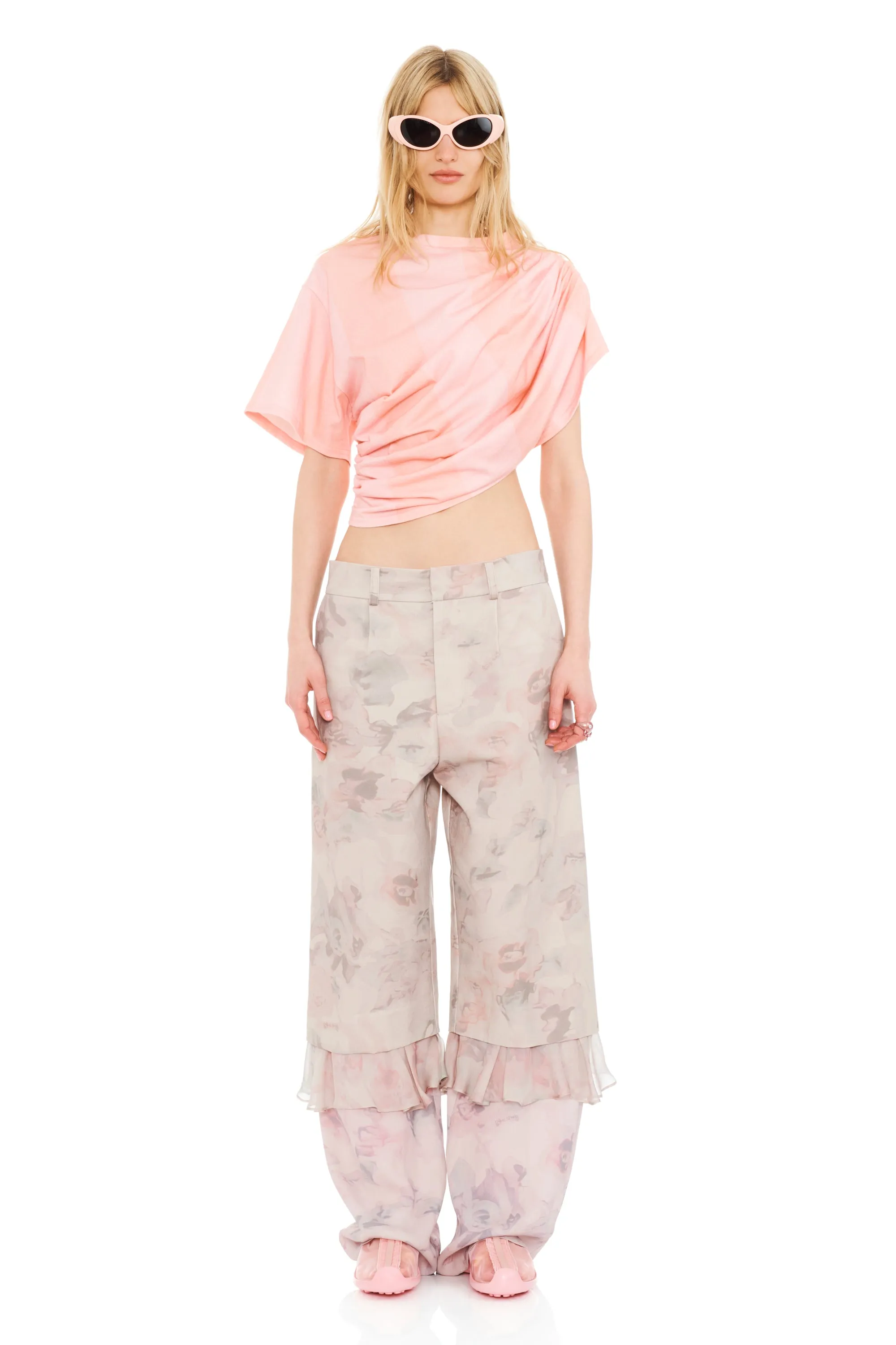 MELON STRIPE EVA DRAPED TEE sold by Collina Strada