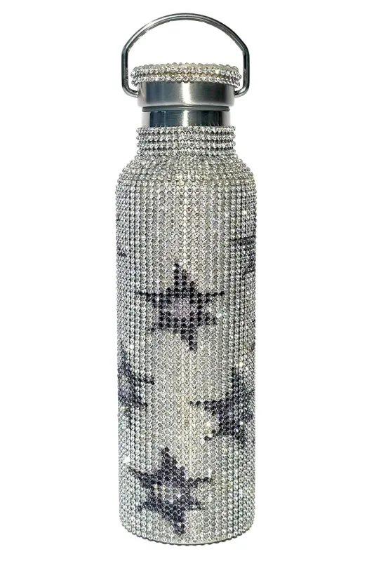CHARCOAL STARBURST RHINESTONE WATER BOTTLE made by Collina Strada