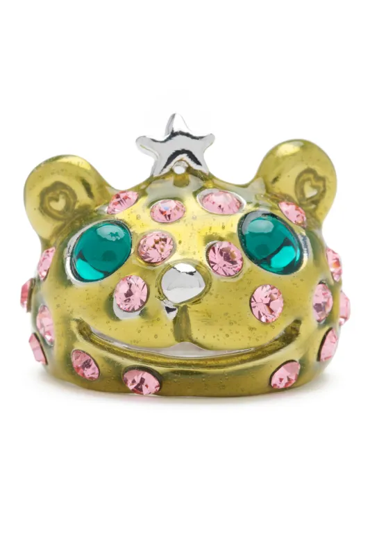 LIME PINK FRECKLES PRINCESS BEAR RING sold by Collina Strada