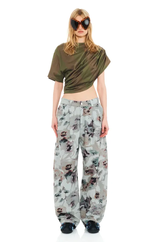 BEIGE WATERCOLOR ROSES CATCHFLY PANT sold by Collina Strada