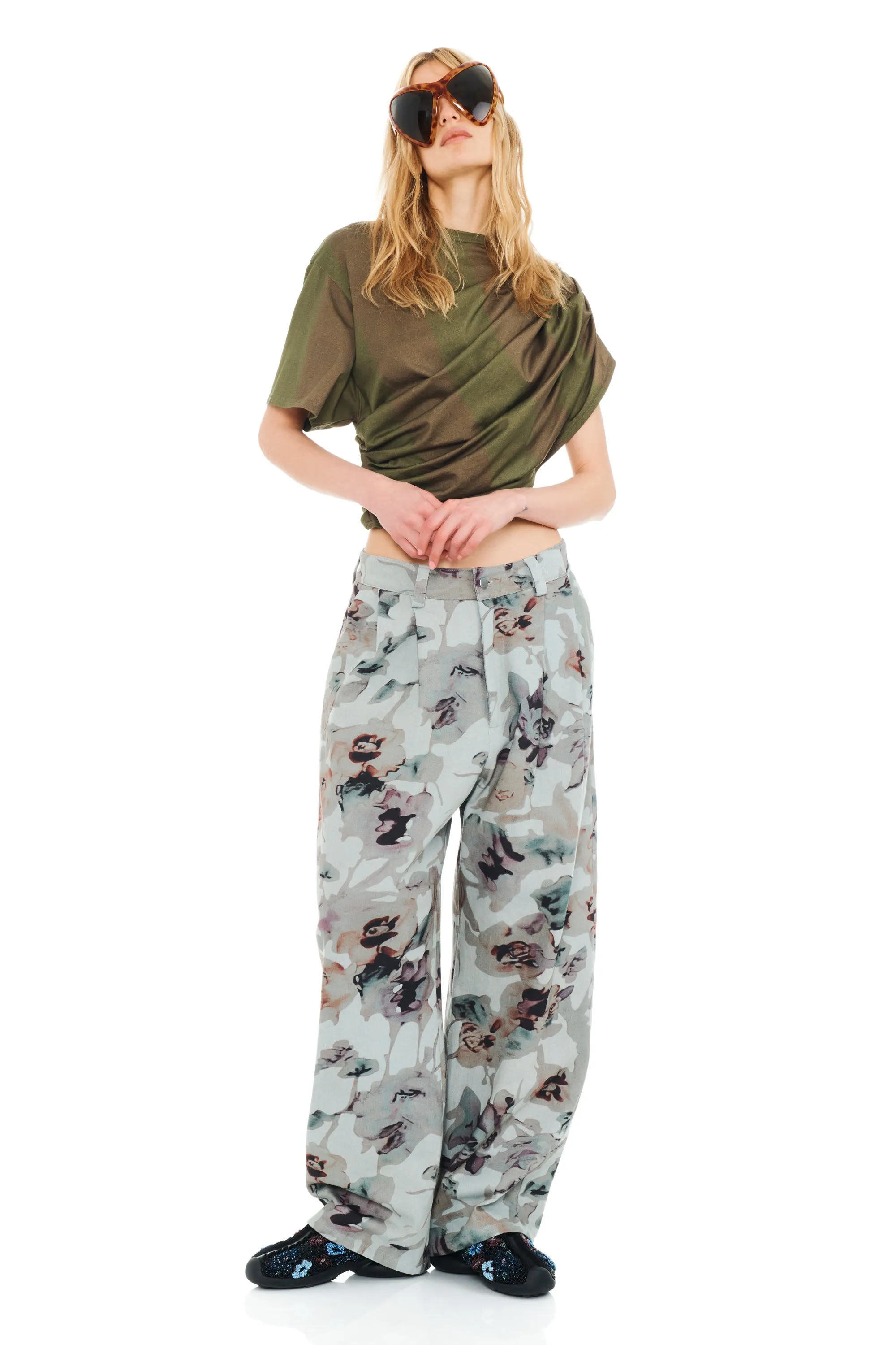 BEIGE WATERCOLOR ROSES CATCHFLY PANT sold by Collina Strada product image thumbnail 2