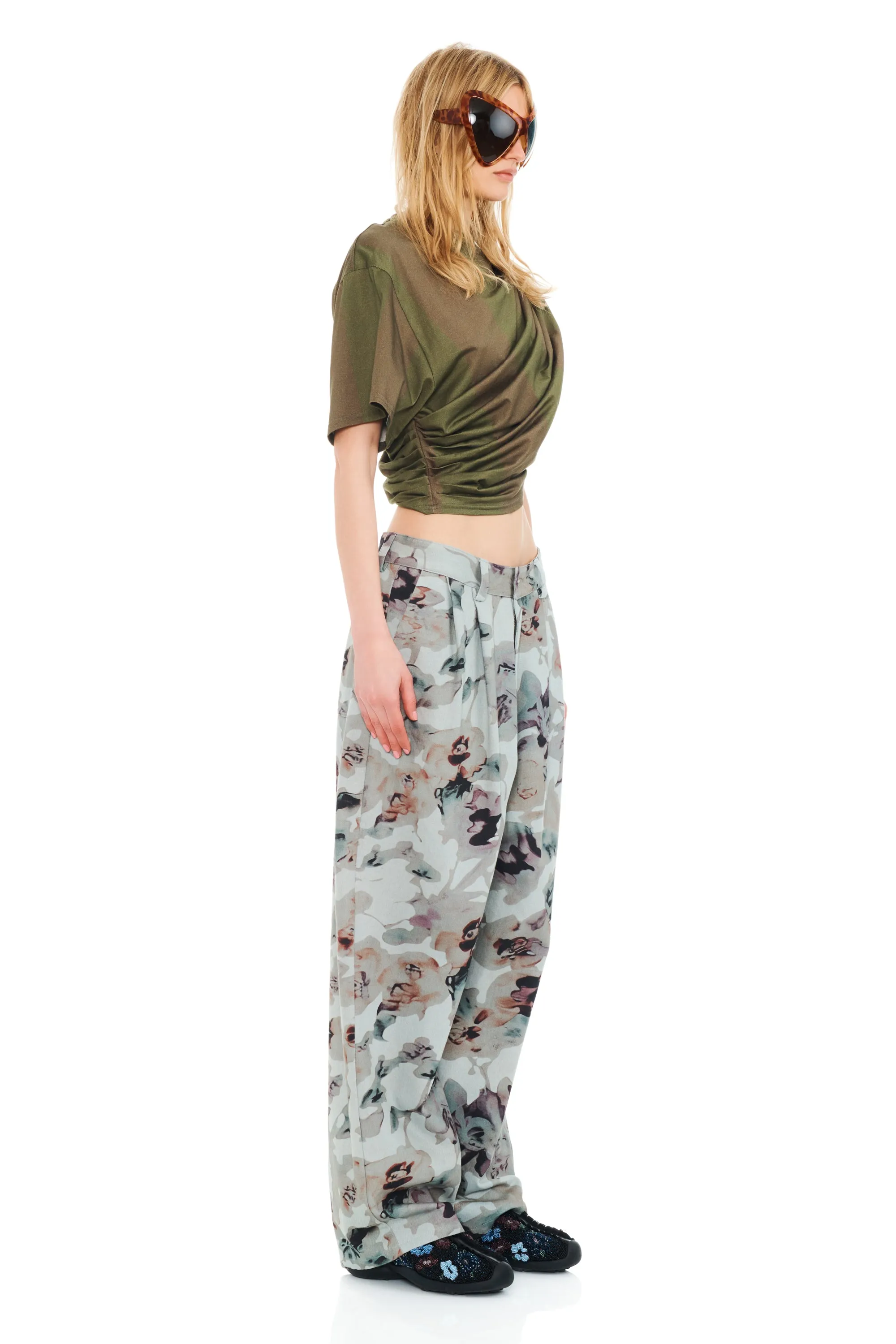 BEIGE WATERCOLOR ROSES CATCHFLY PANT sold by Collina Strada product image thumbnail 3