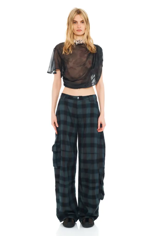 BLACK WATERCOLOR ROSES EVA DRAPED TOP sold by Collina Strada