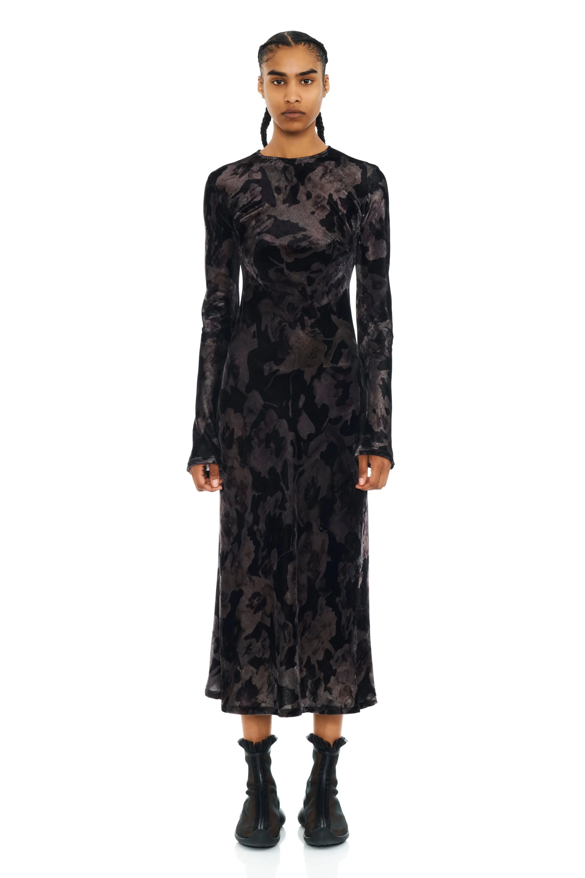 BLACK WATERCOLOR ROSES YURI DRESS sold by Collina Strada