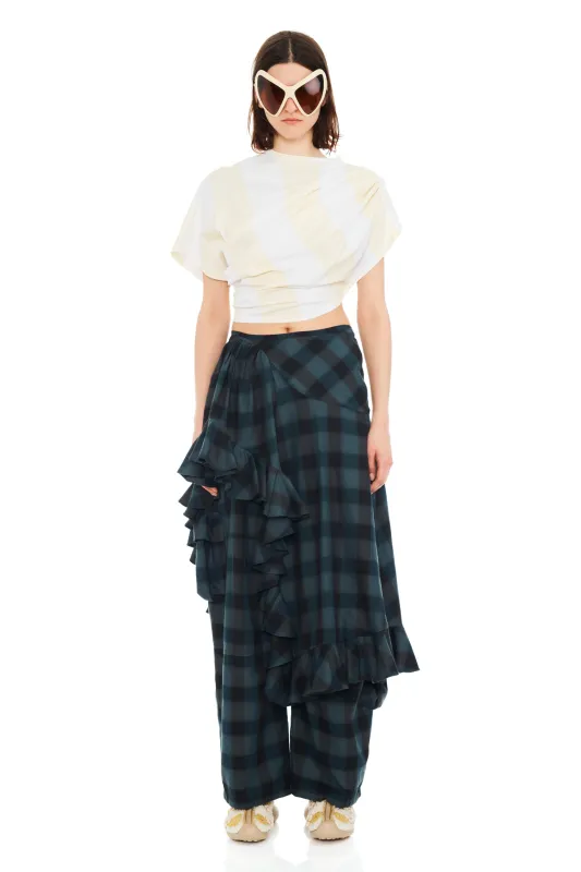 CREAM STRIPE EVA DRAPED TEE made by Collina Strada