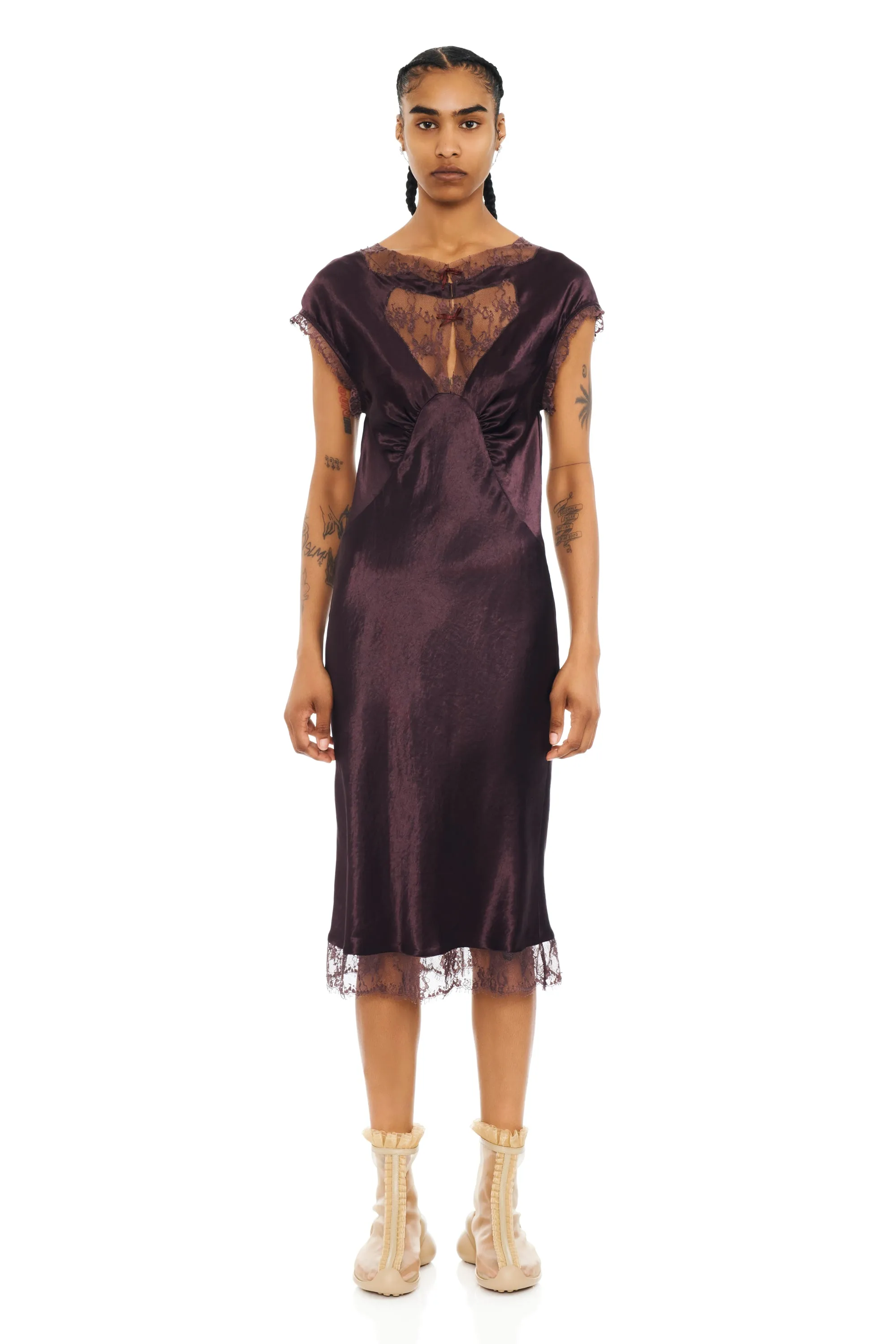 CHOCOLATE WATERLILY MIDI DRESS sold by Collina Strada