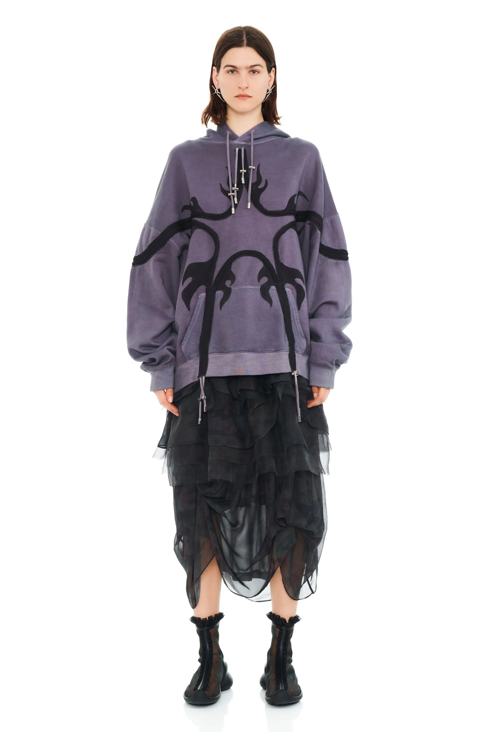 CHARCOAL FLAMES STAR HOODIE sold by Collina Strada