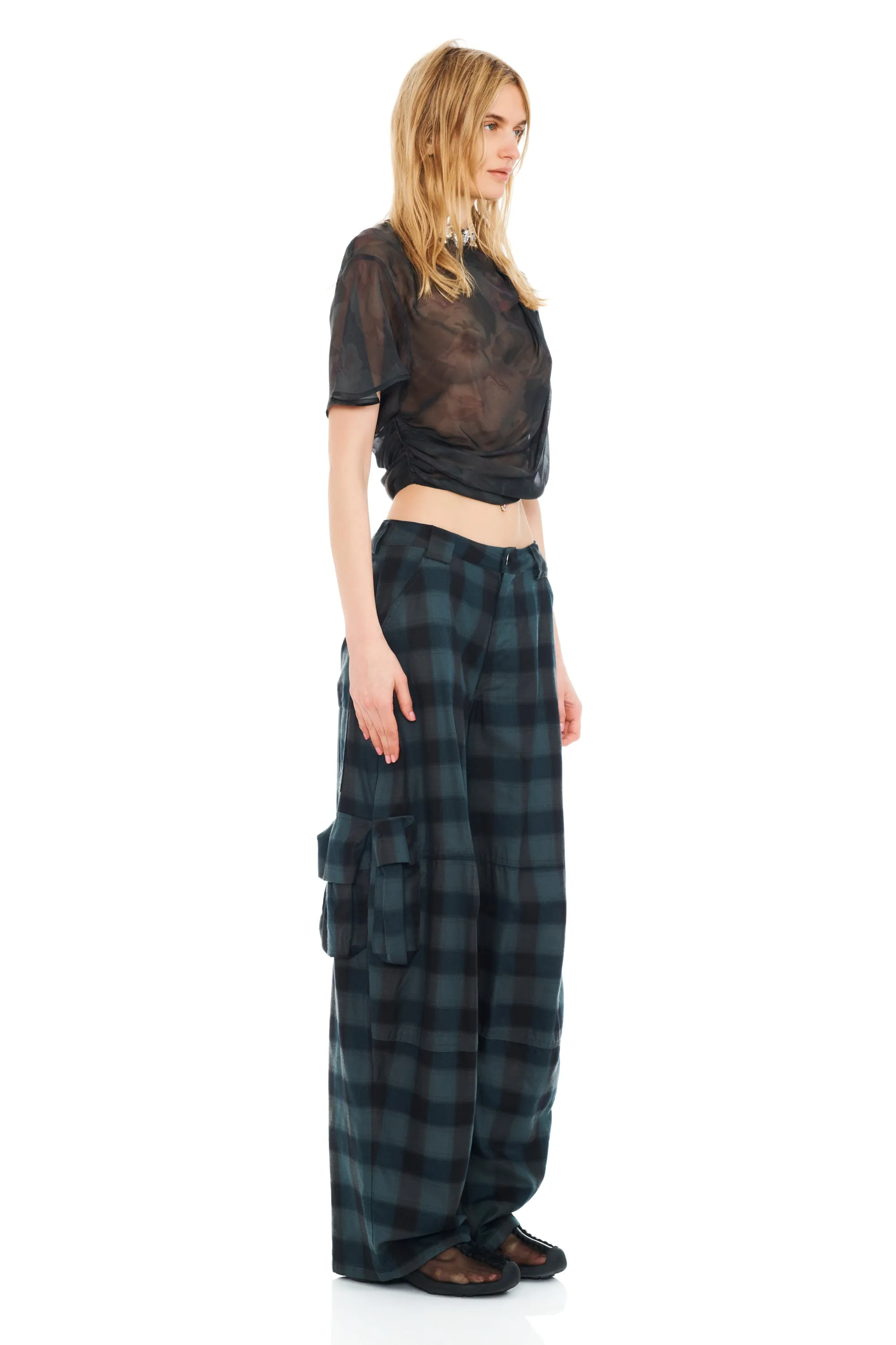 BLACK WATERCOLOR FLORAL EVA DRAPED TOP sold by Collina Strada product image thumbnail 2