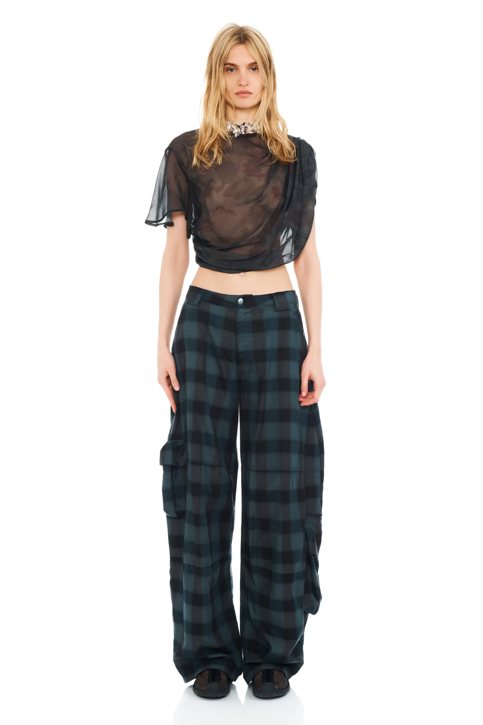 BLACK WATERCOLOR FLORAL EVA DRAPED TOP sold by Collina Strada