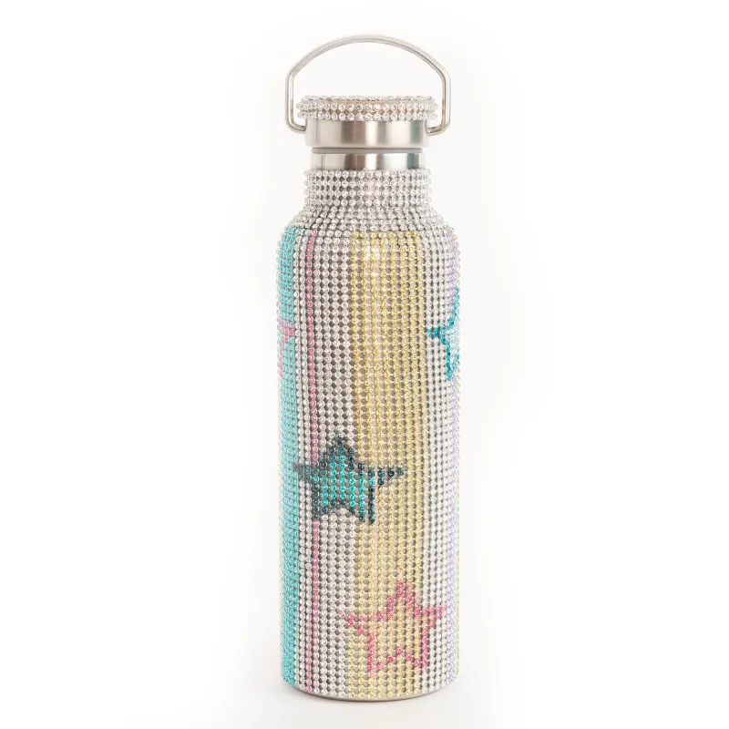 STAR STRIPE MULTI RHINESTONE WATER BOTTLE made by Collina Strada