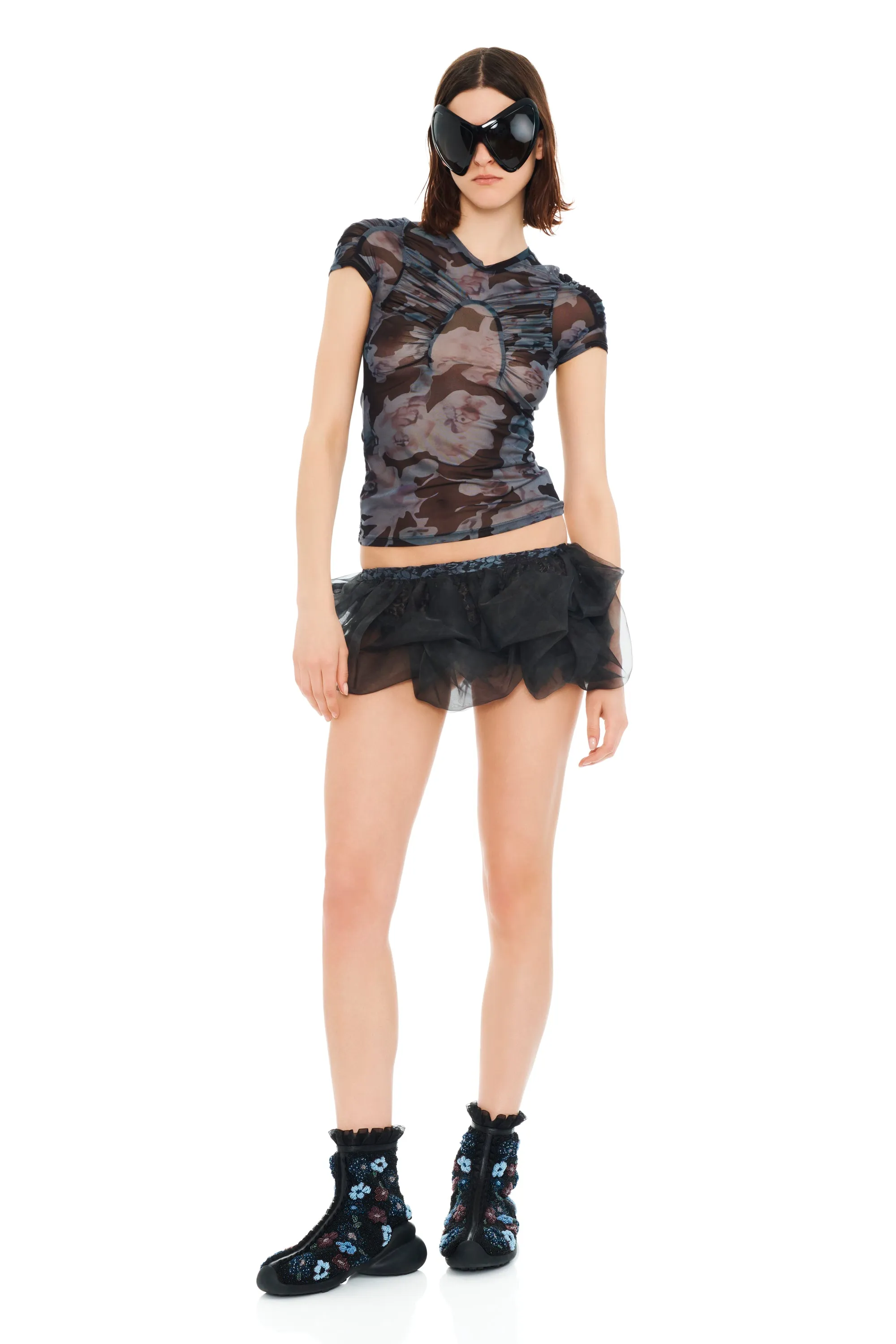 BLACK WATERCOLOR ROSES ARC S/S TOP sold by Collina Strada product image thumbnail 2