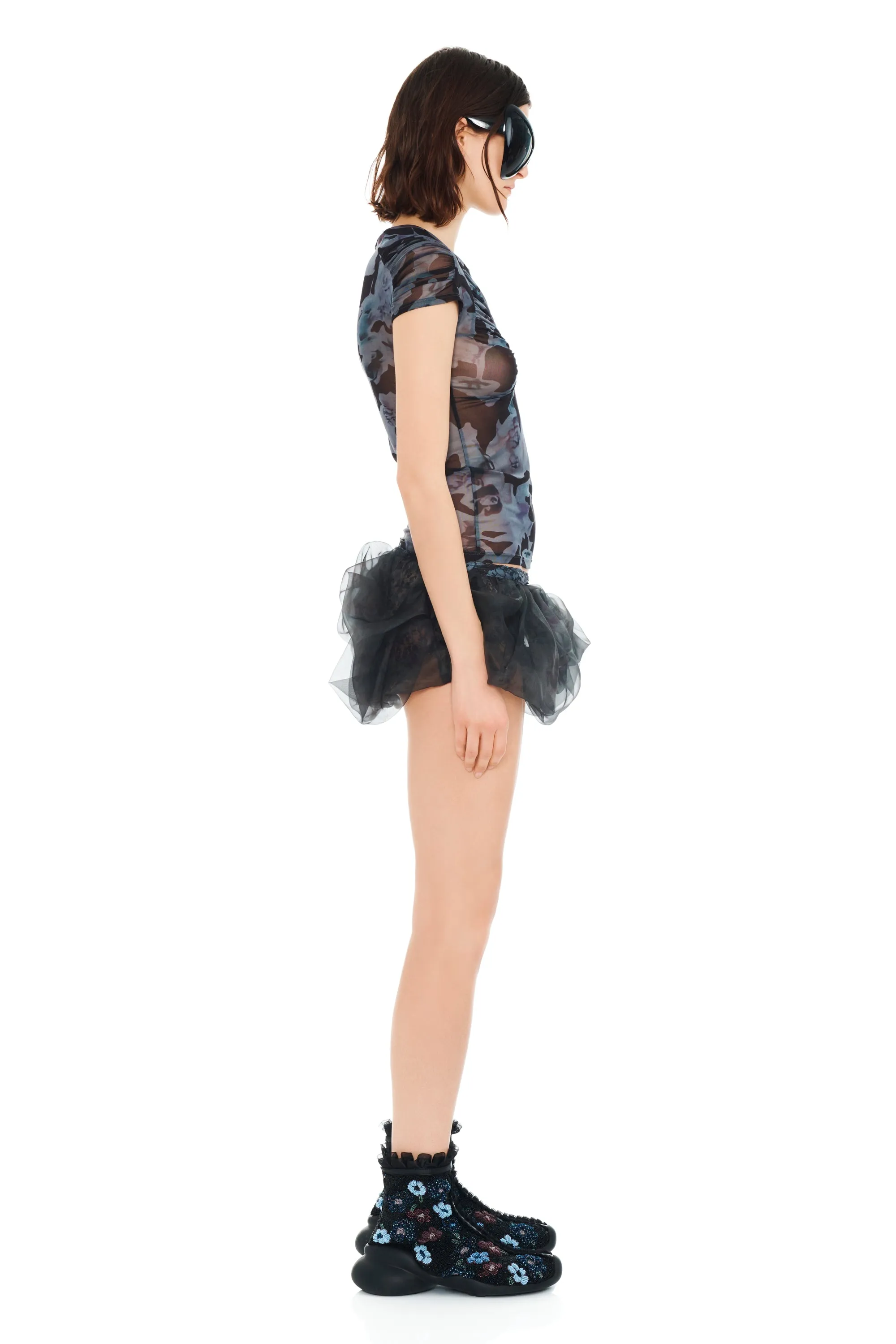 BLACK WATERCOLOR ROSES ARC S/S TOP sold by Collina Strada product image thumbnail 5