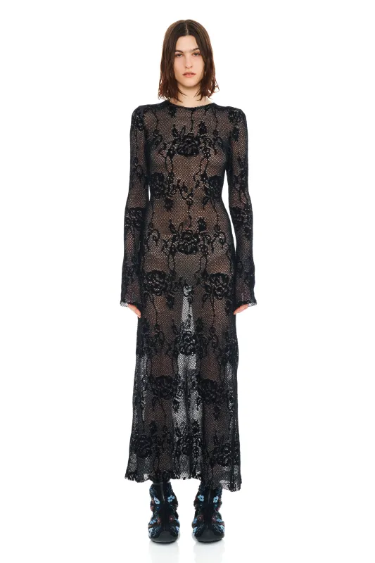 BLACK KNIT LACE YURI DRESS made by Collina Strada