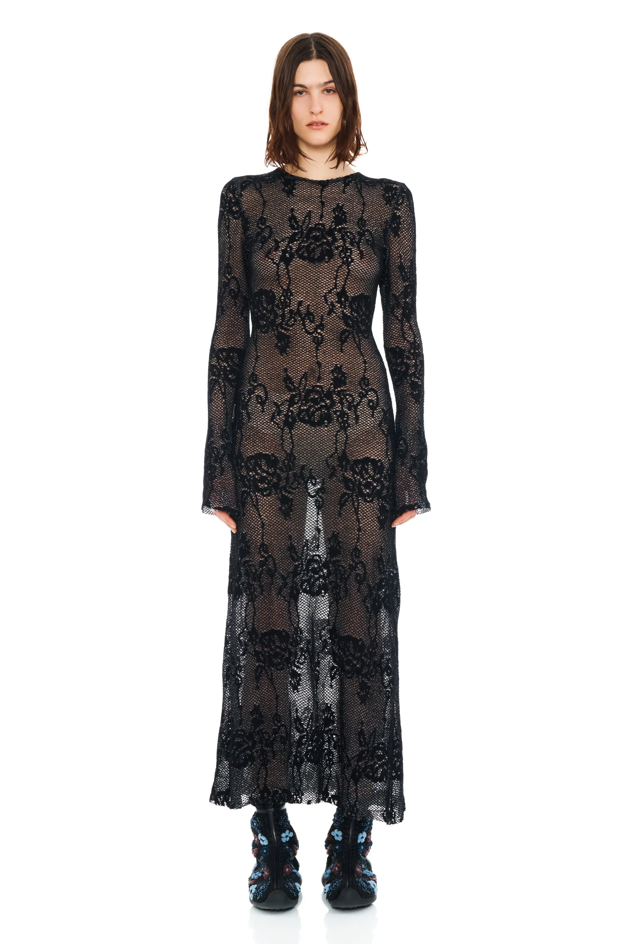 BLACK KNIT LACE YURI DRESS sold by Collina Strada