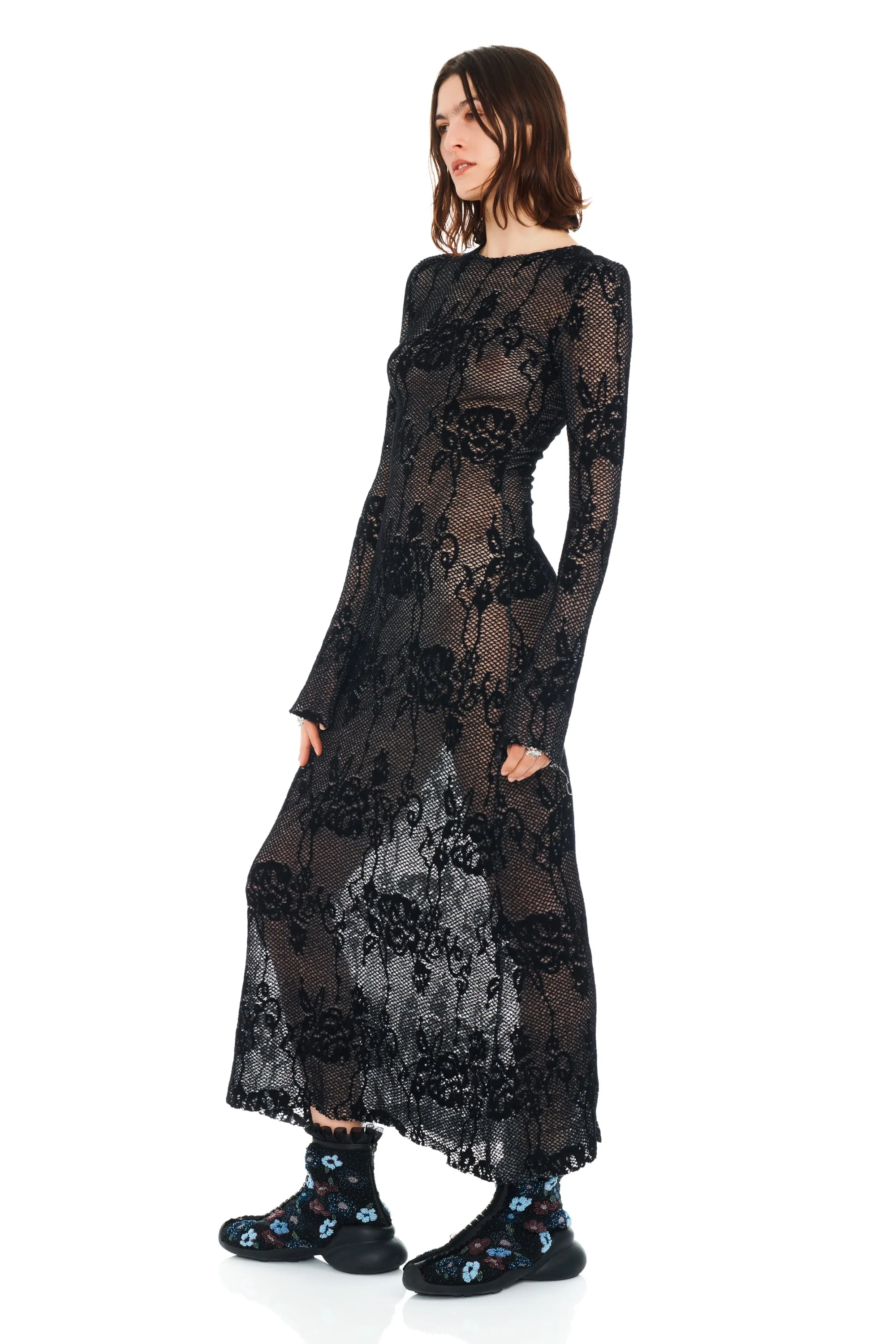 BLACK KNIT LACE YURI DRESS sold by Collina Strada product image thumbnail 2