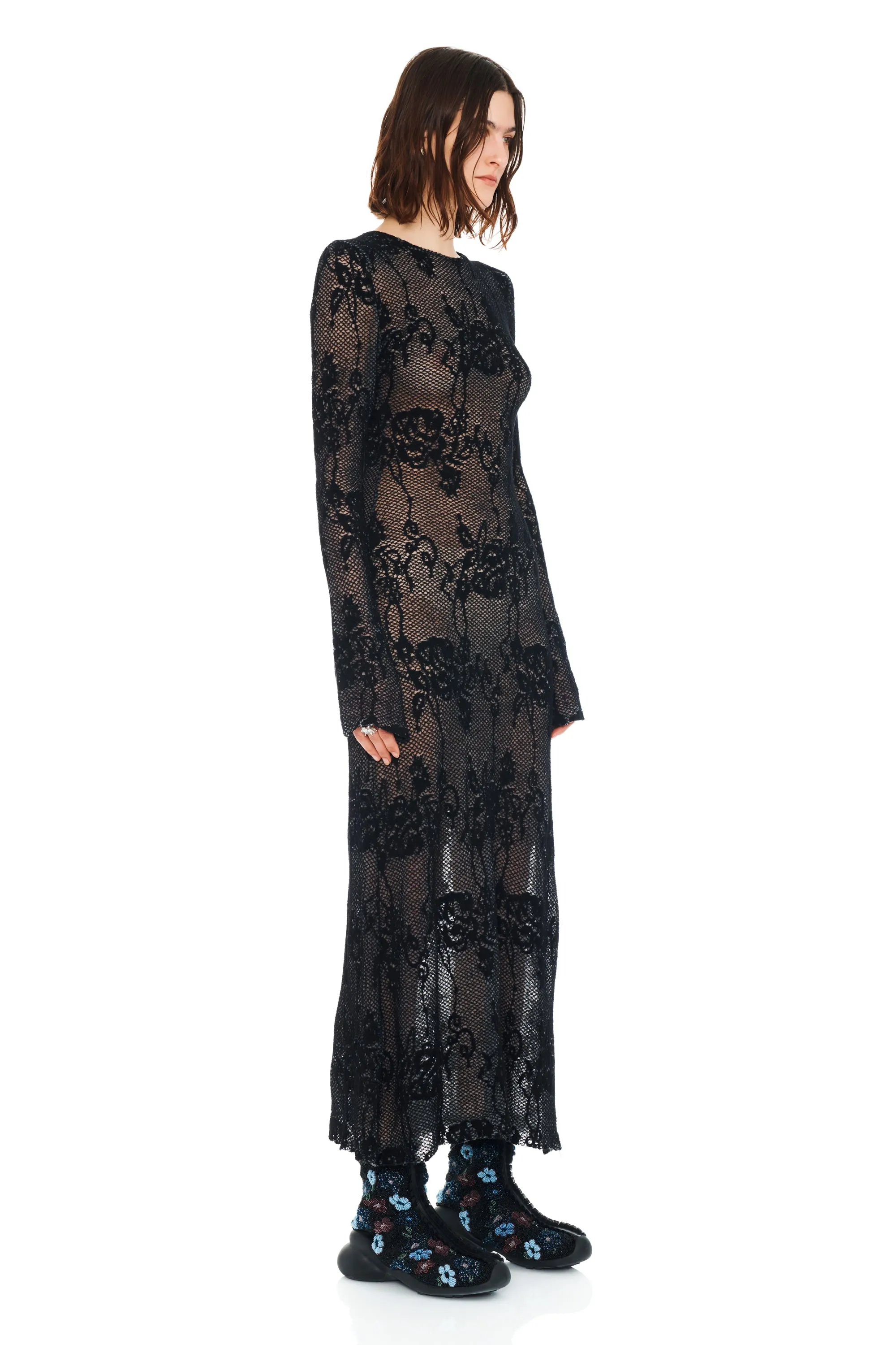 BLACK KNIT LACE YURI DRESS sold by Collina Strada product image thumbnail 3