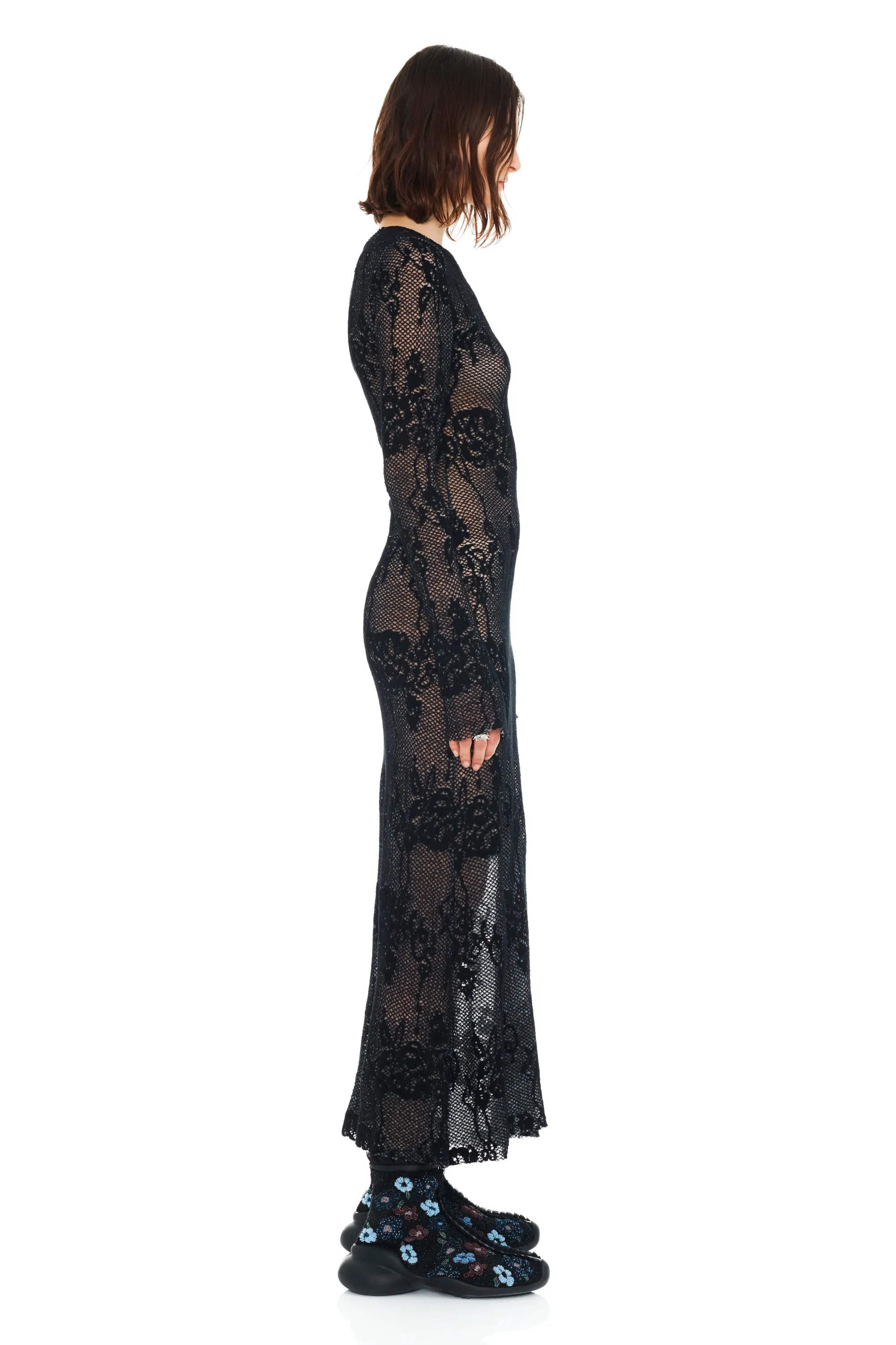 BLACK KNIT LACE YURI DRESS sold by Collina Strada product image thumbnail 4
