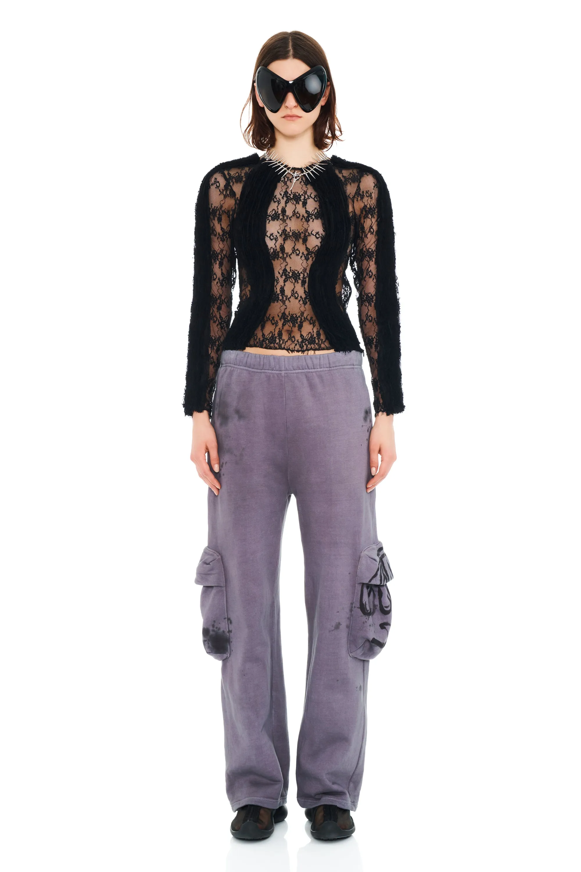 CHARCOAL DAISY CARGO SWEATPANT sold by Collina Strada