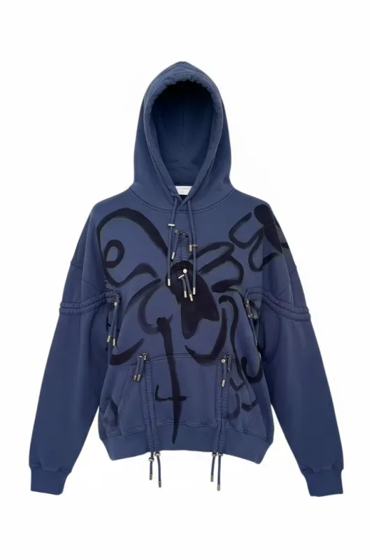 NAVY BUG BURST HOODIE sold by Collina Strada