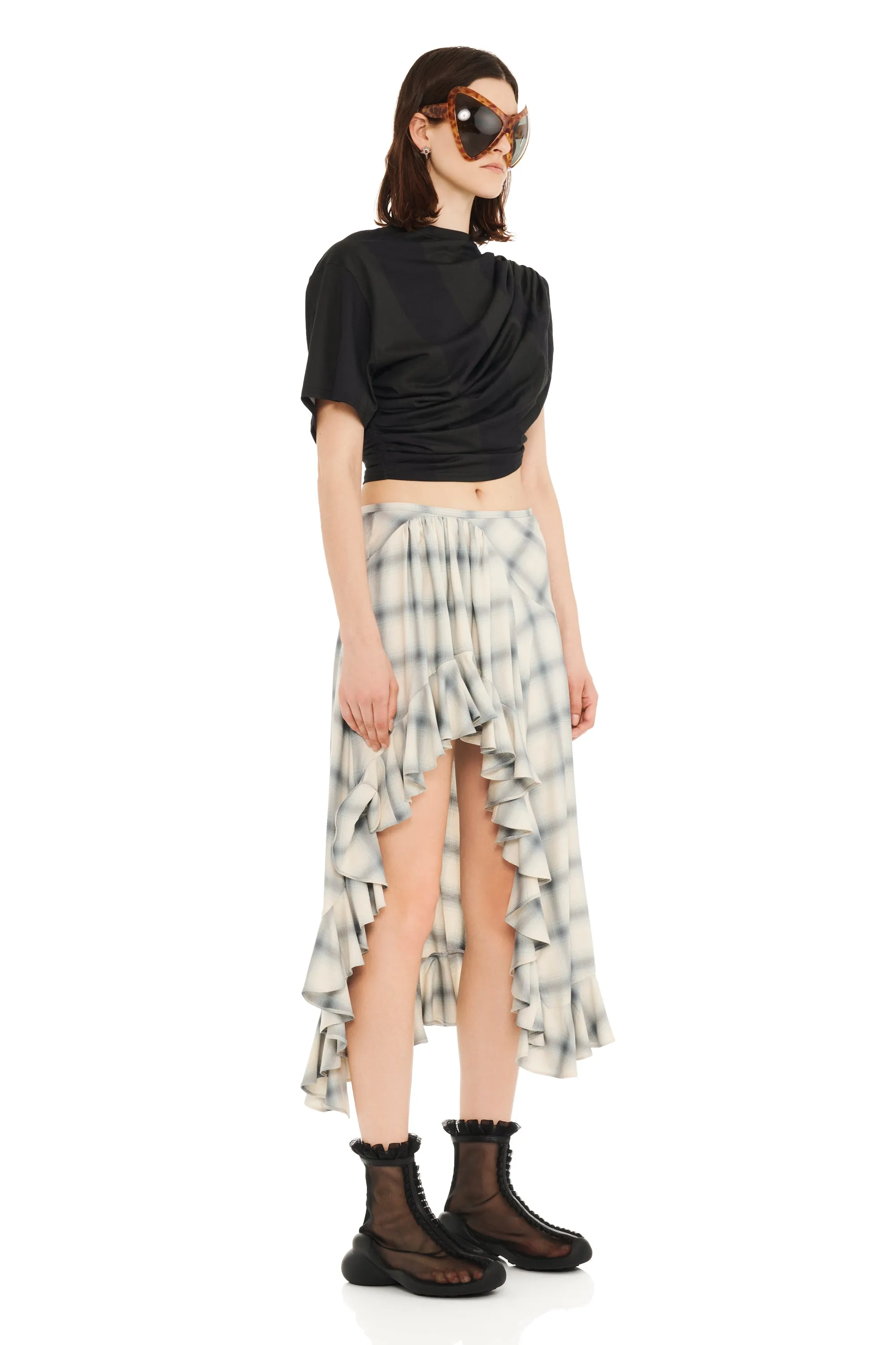 CLOUDY PLAID FLORIST SKIRT sold by Collina Strada product image thumbnail 3