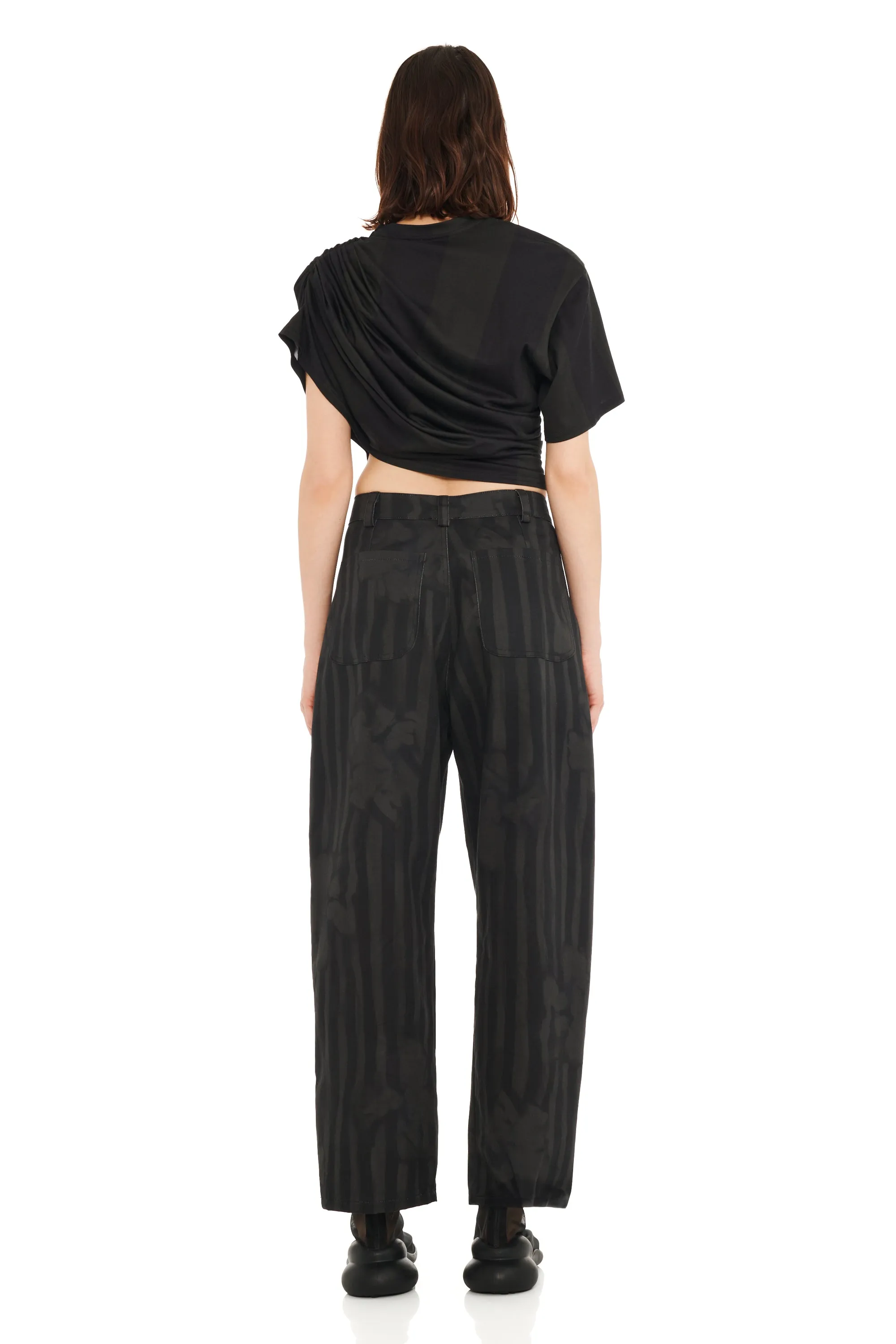 BLACK WAVY FLOWER STRIPE CATCHFLY PANT sold by Collina Strada product image thumbnail 4