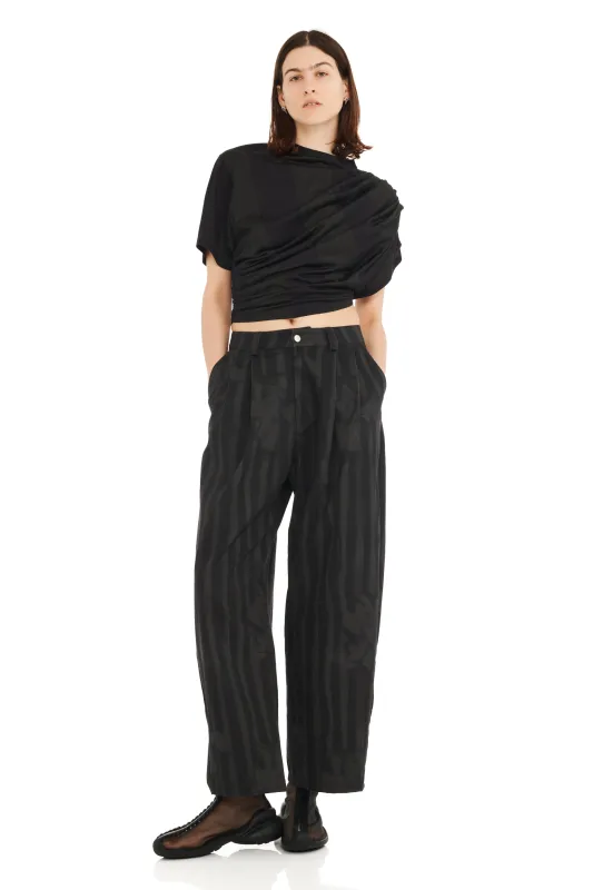 BLACK WAVY FLOWER STRIPE CATCHFLY PANT sold by Collina Strada
