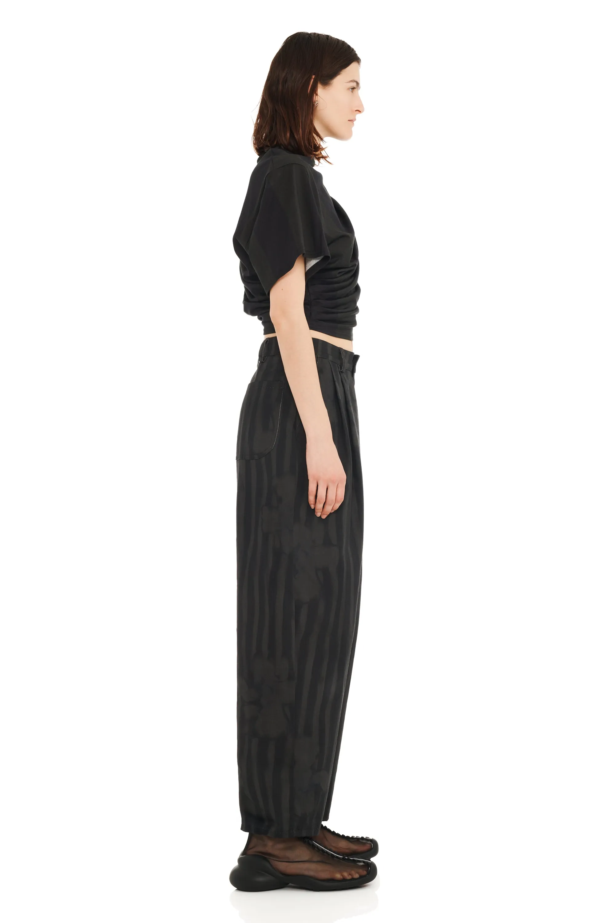 BLACK WAVY FLOWER STRIPE CATCHFLY PANT sold by Collina Strada product image thumbnail 3