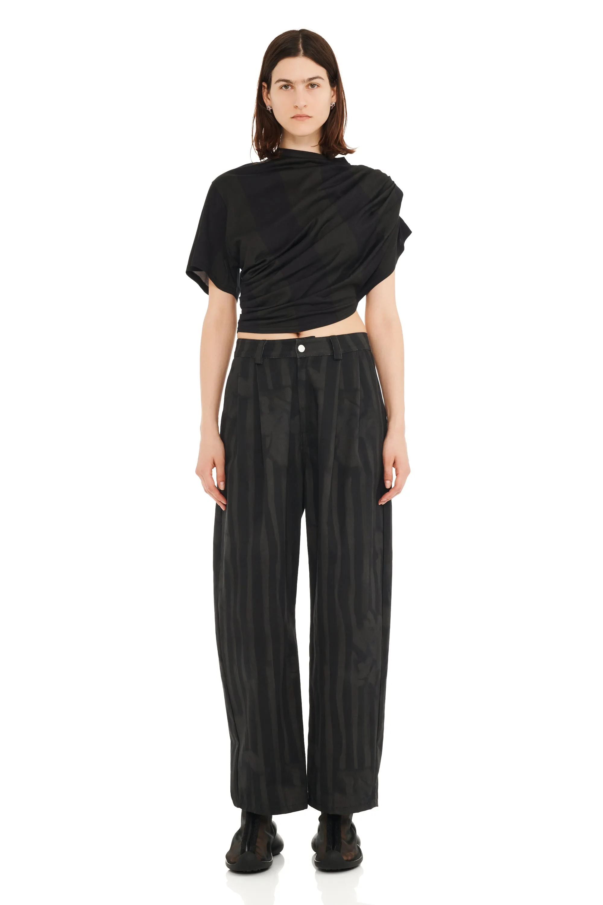 BLACK WAVY FLOWER STRIPE CATCHFLY PANT sold by Collina Strada product image thumbnail 5