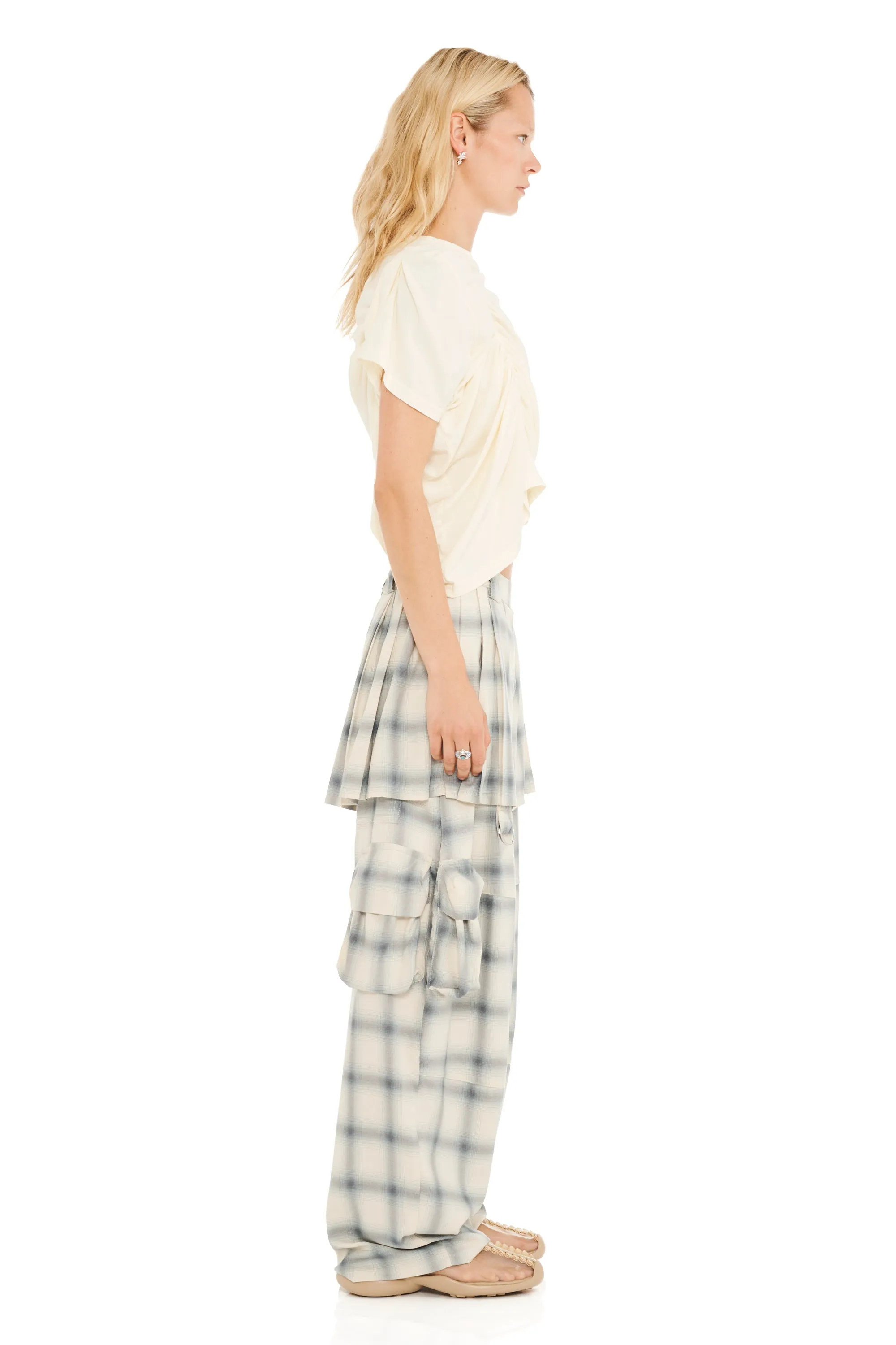 CLOUDY PLAID LAWN SKIRT CARGO PANT sold by Collina Strada product image thumbnail 2