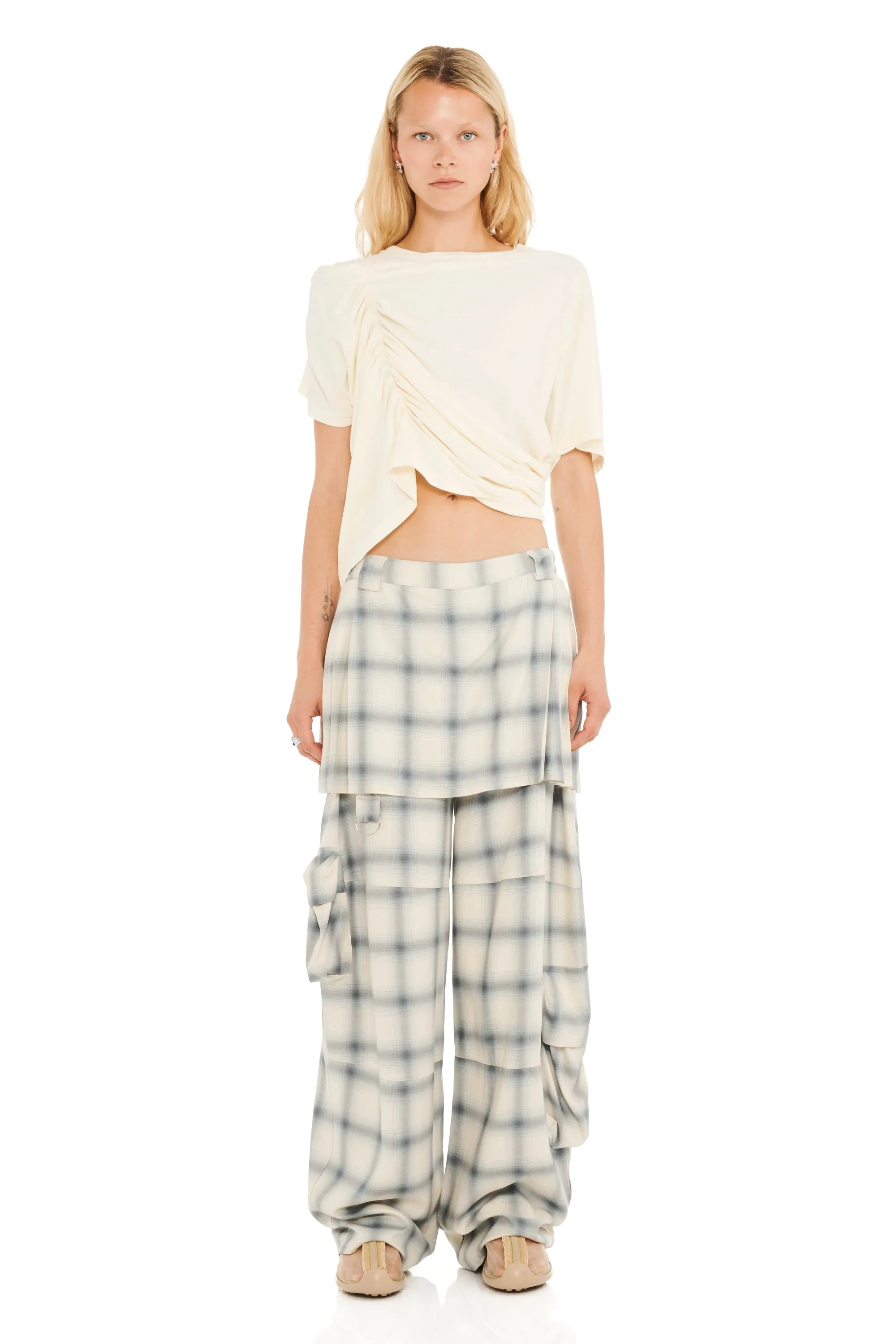 CLOUDY PLAID LAWN SKIRT CARGO PANT sold by Collina Strada product image thumbnail 4