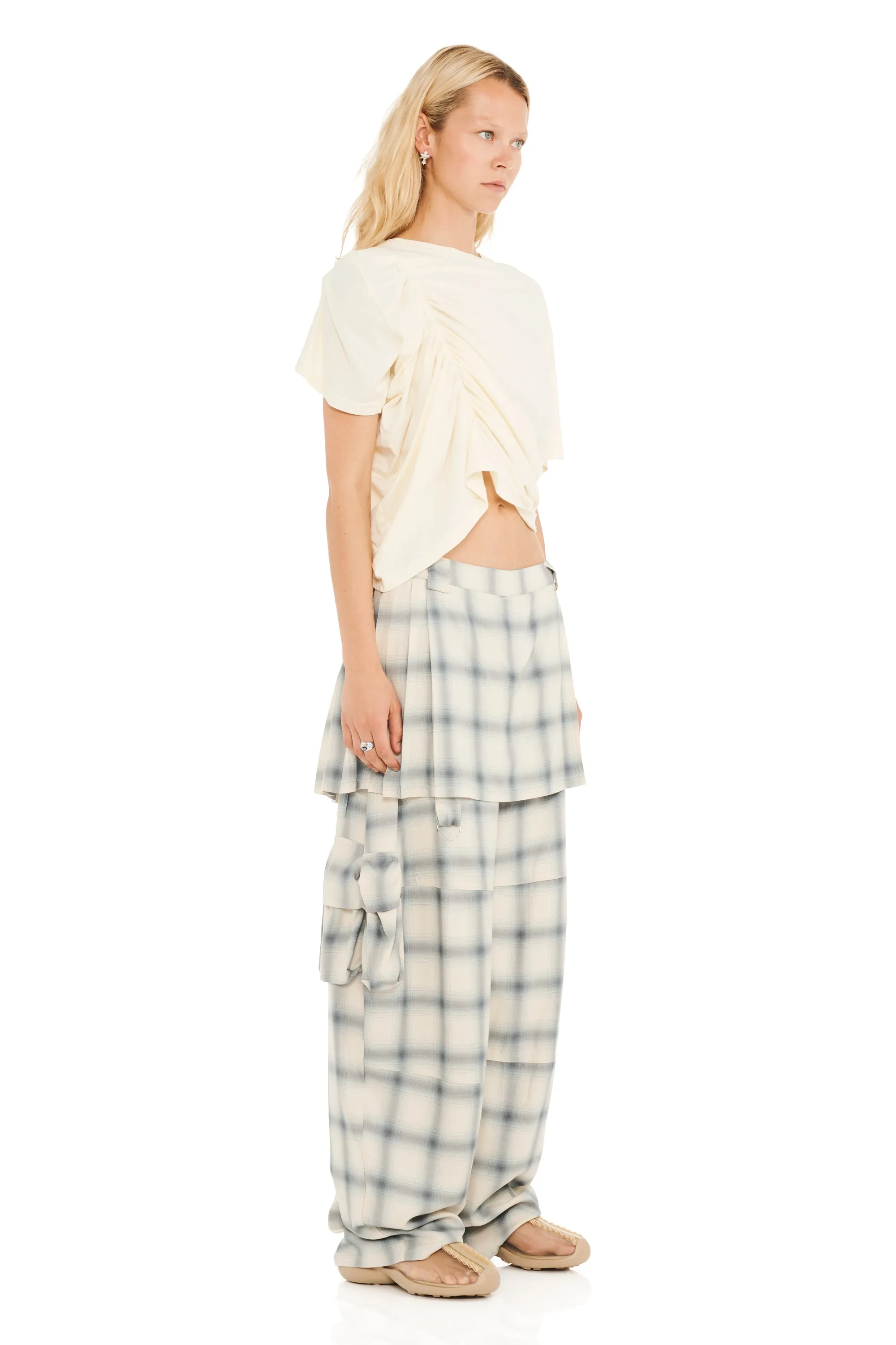CLOUDY PLAID LAWN SKIRT CARGO PANT sold by Collina Strada product image thumbnail 3