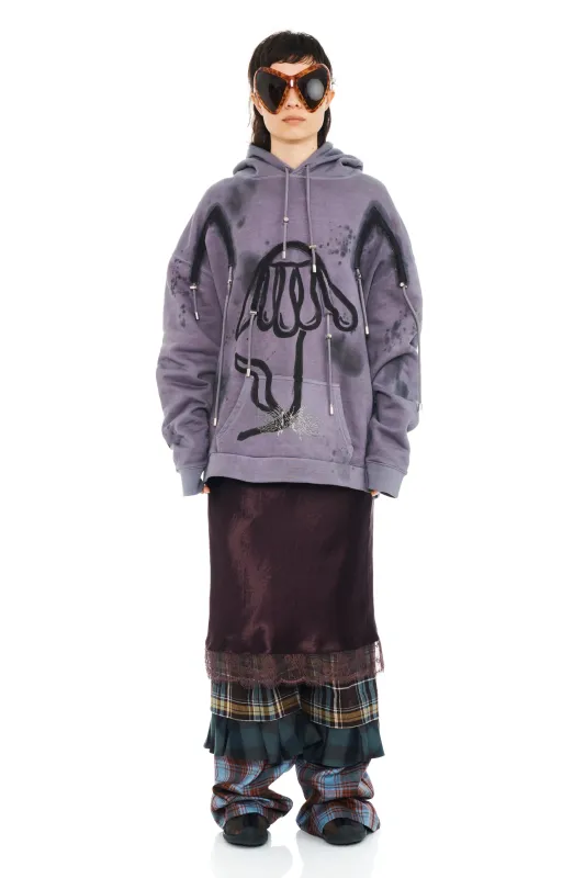 CHARCOAL DAISY ARC HOODIE made by Collina Strada