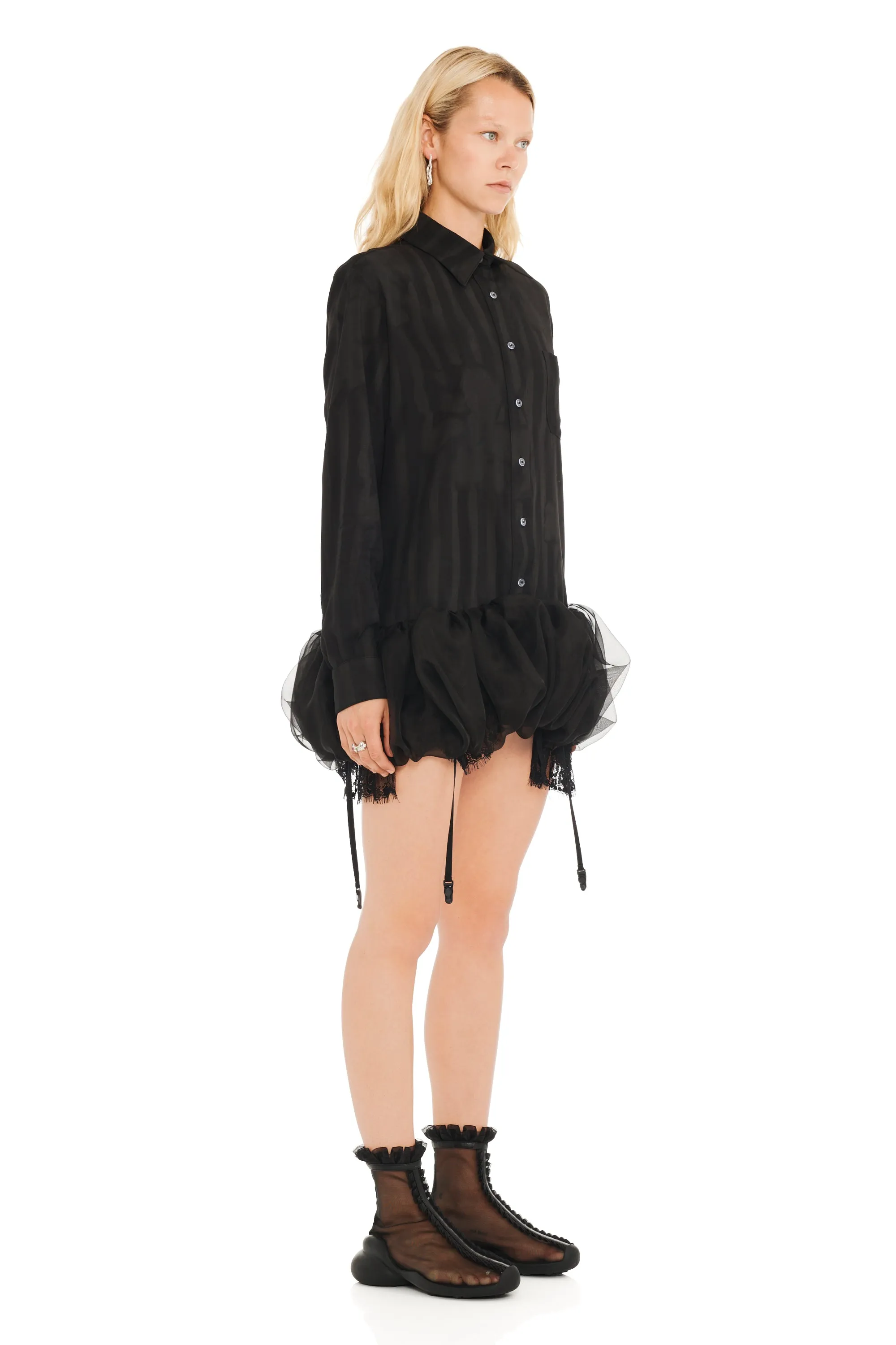 BLACK WAVY FLOWER STRIPE VALERIAN DRESS sold by Collina Strada product image thumbnail 4